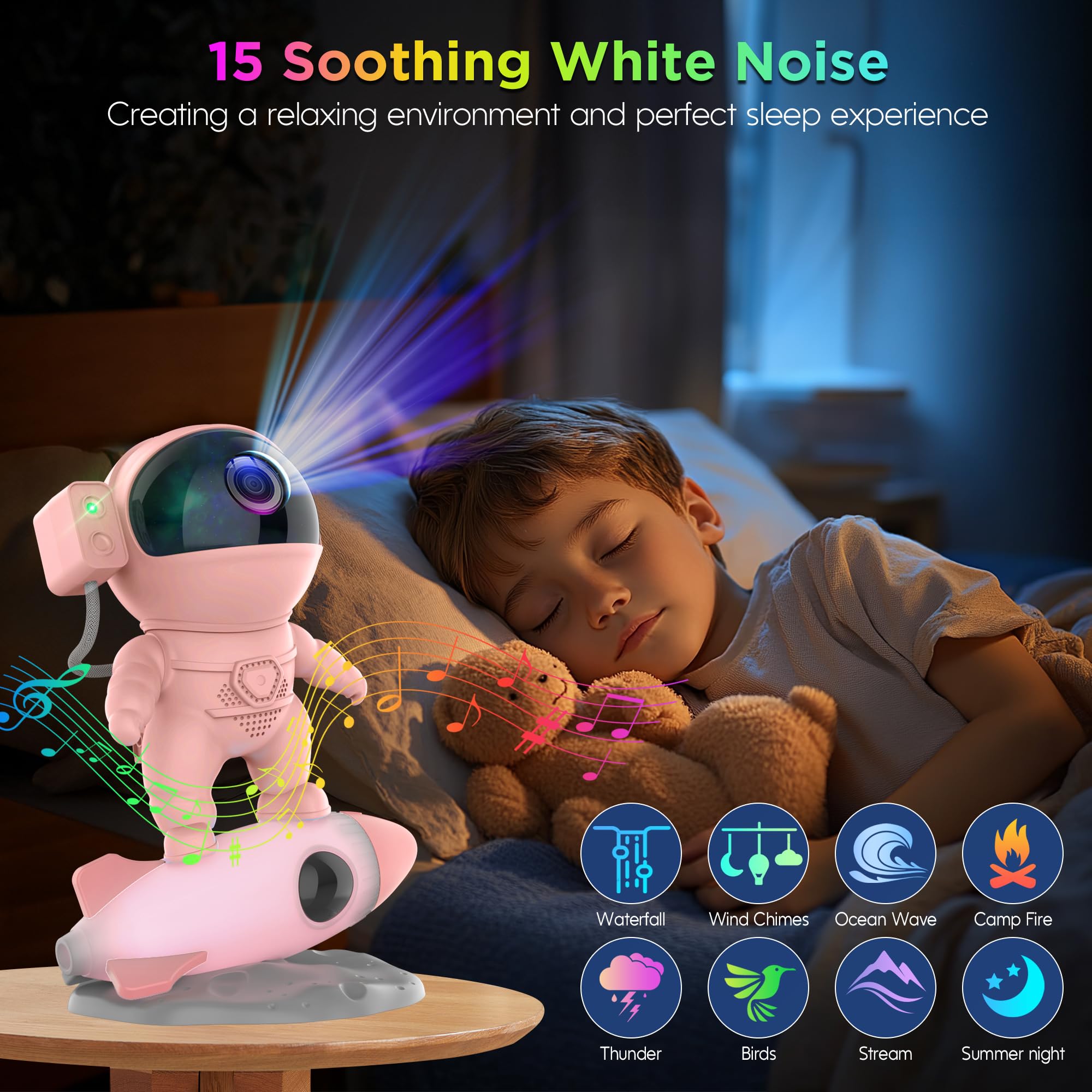 Flylily Astronaut Galaxy Projector For Bedroom, Star Projector Galaxy Light With App & Remote Control, White Noises, Bluetooth S