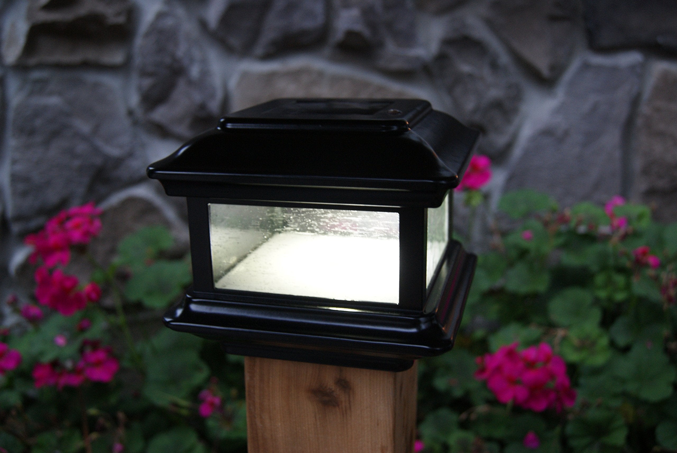 Classy Caps Sl088 Aluminum Colonial Solar Post Cap, 4&quot; X 4&quot;, Black