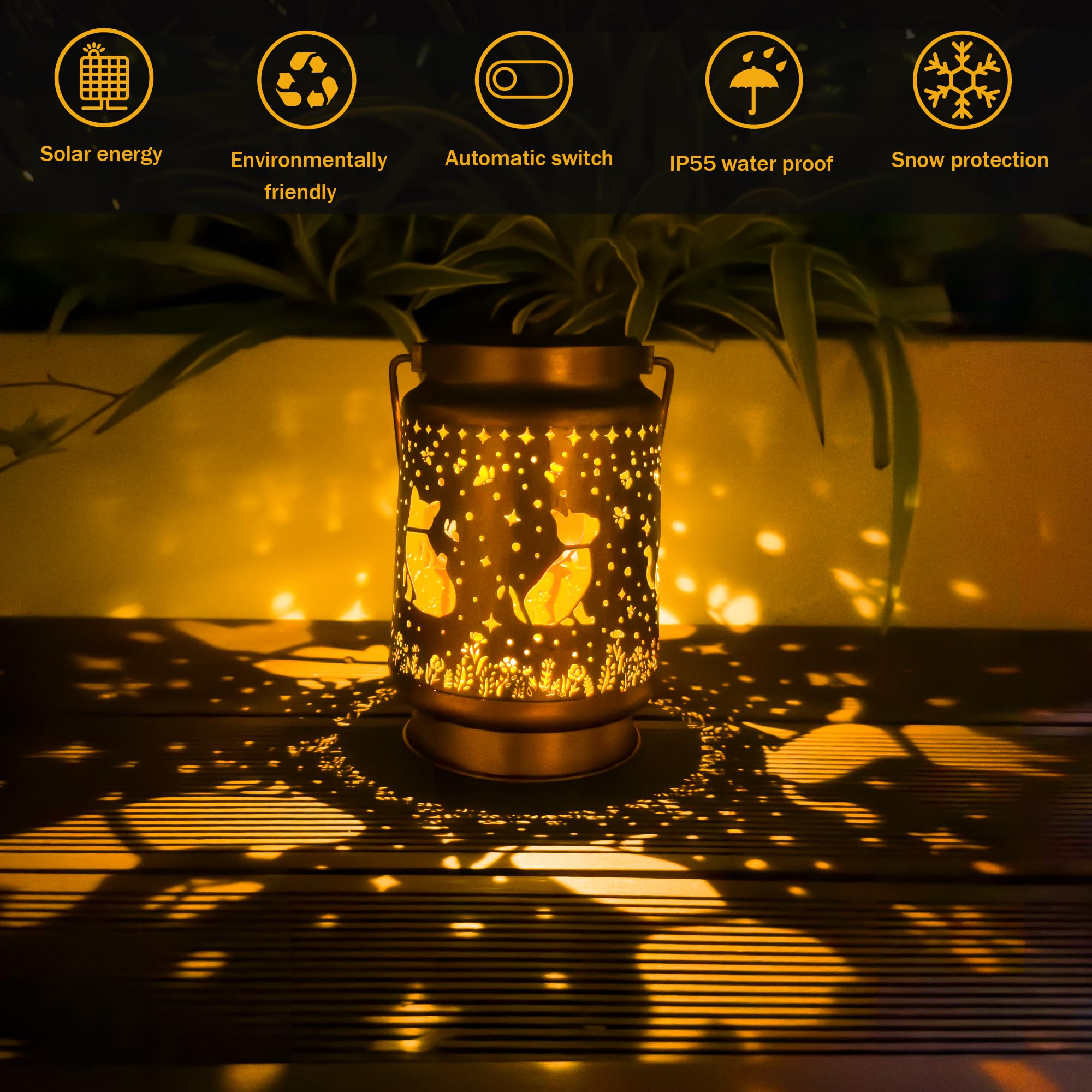 Cat Solar Lanterns Outdoor Waterproof, Cat Gifts For Women Mom Grandma, Hanging Solar Lights For Yard, Patio, Lawn, Pathway, Tab