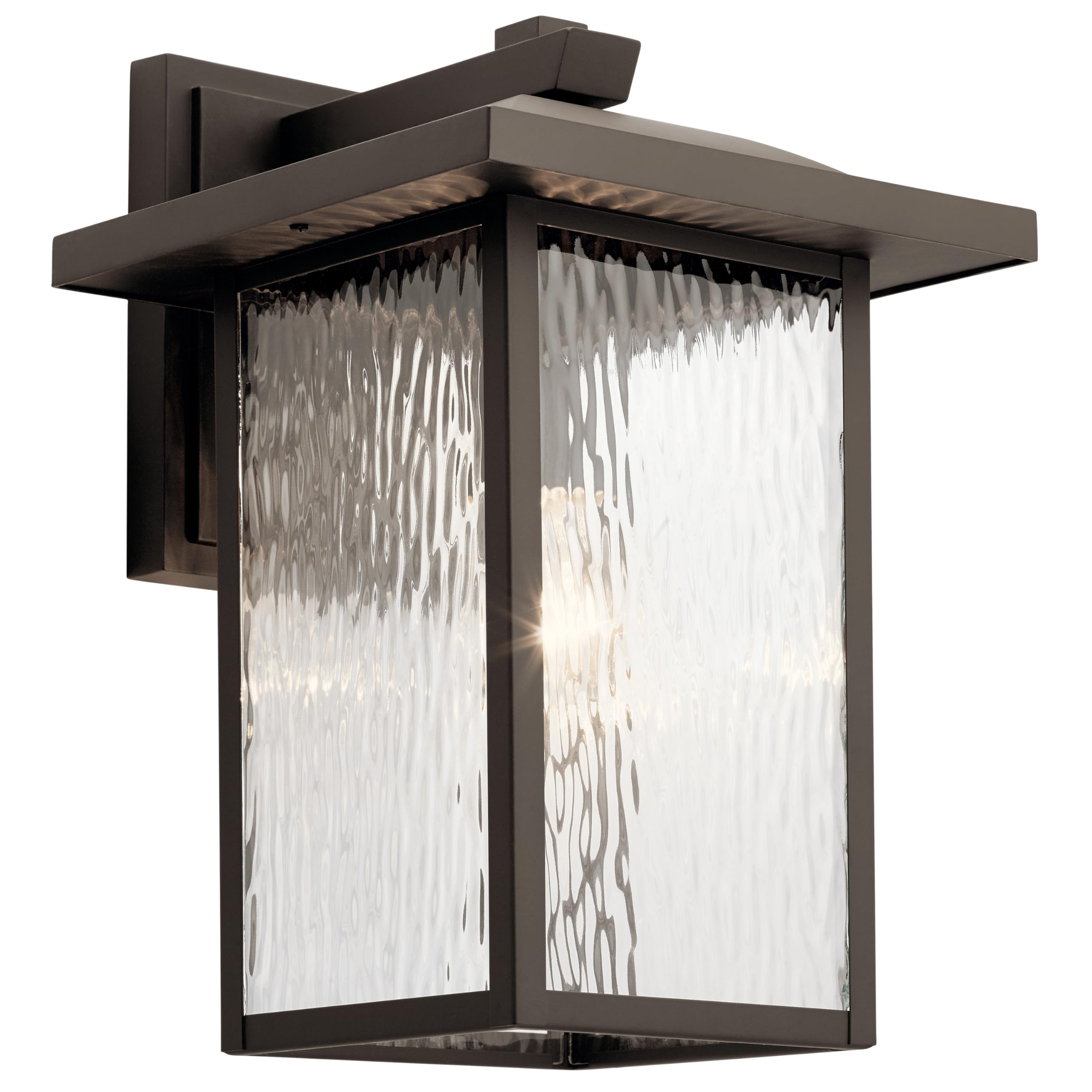 Kichler Capanna 16 Outdoor Wall Light in Olde Bronze, 1-Light Exterior Wall Sconce Patio and Porch Light with Clear Water Glass,