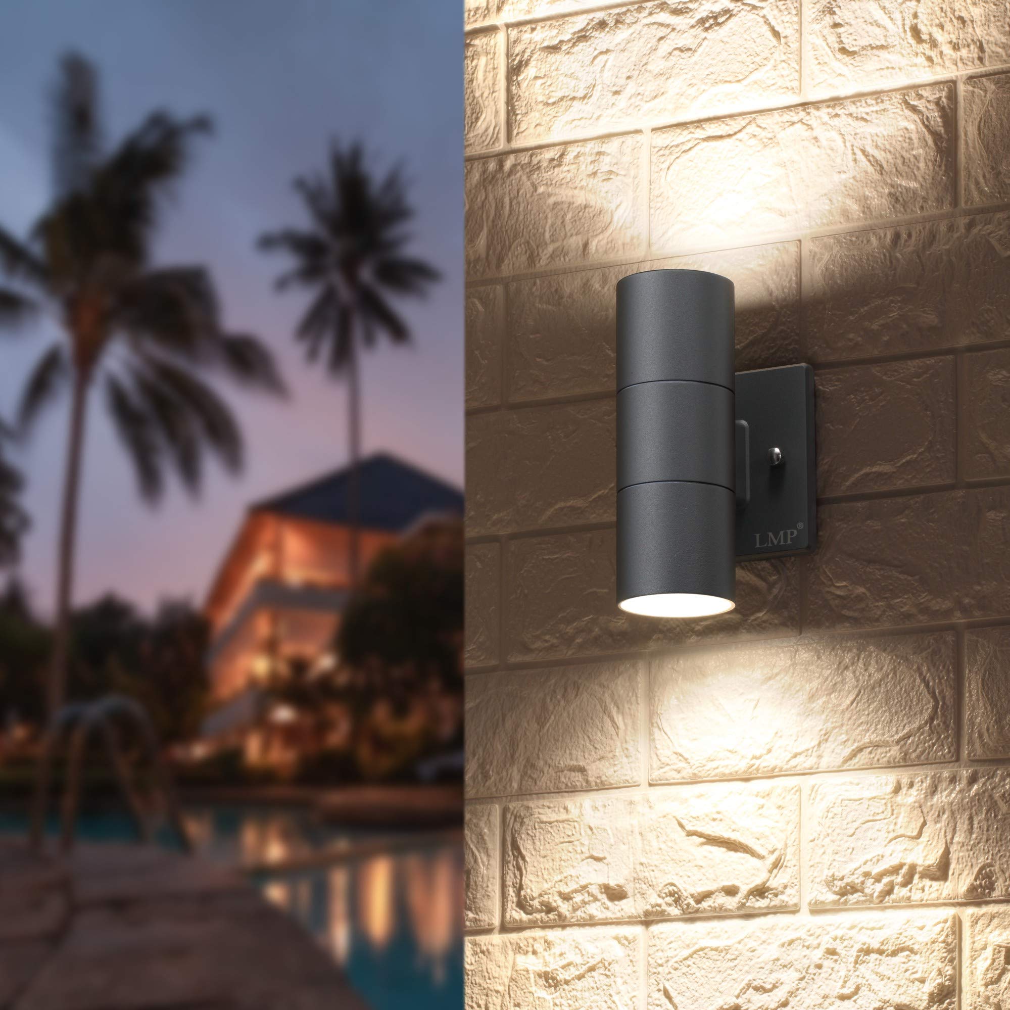 LMP Modern Outdoor Wall Light, Black Aluminum Finish, 1 Pack, Gray, Model ZY-B1005GRAY1