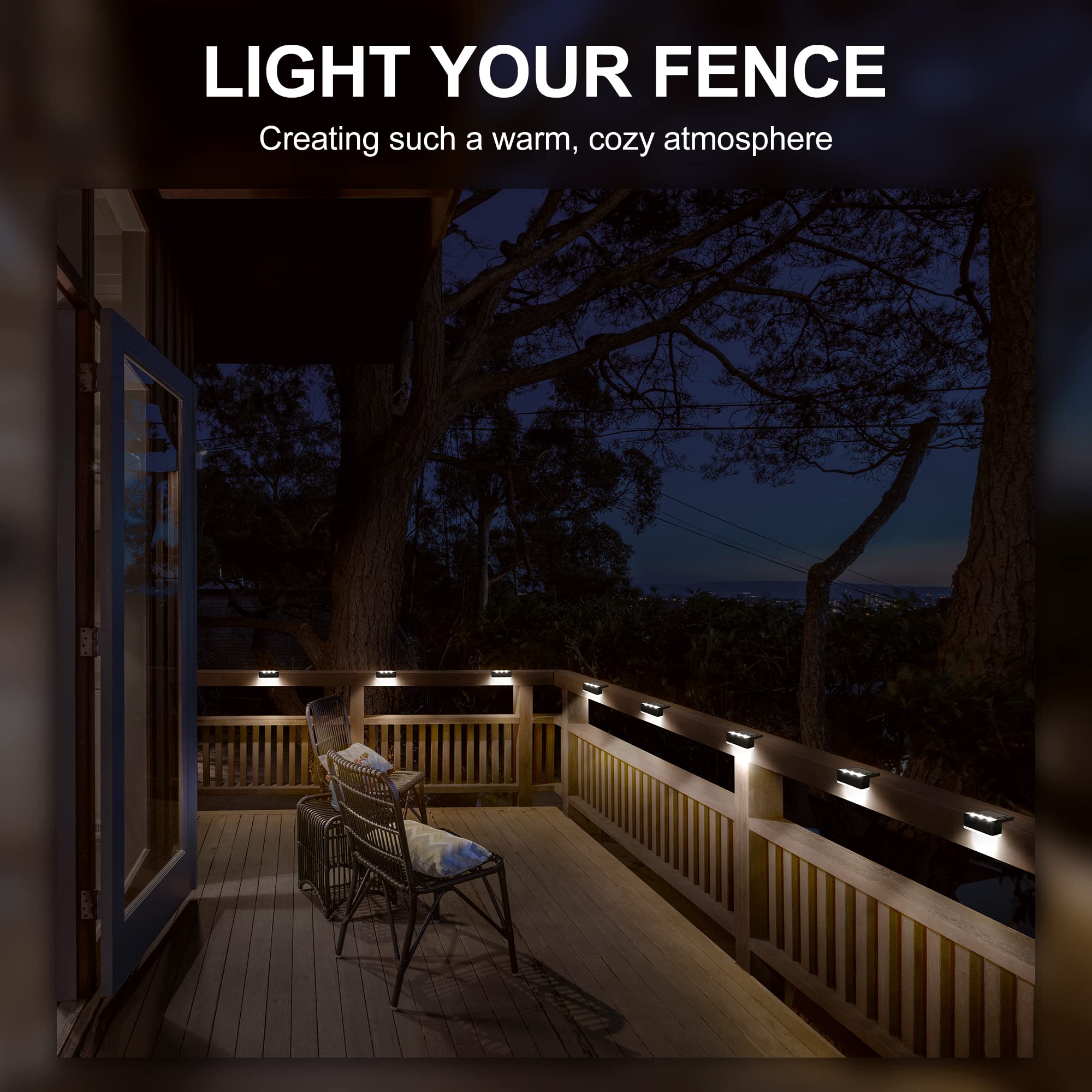 SOLPEX Solar Fence Lights, 6 LED Waterproof Outdoor Lights, 16 Pack, Cold White, Black, Model 8544