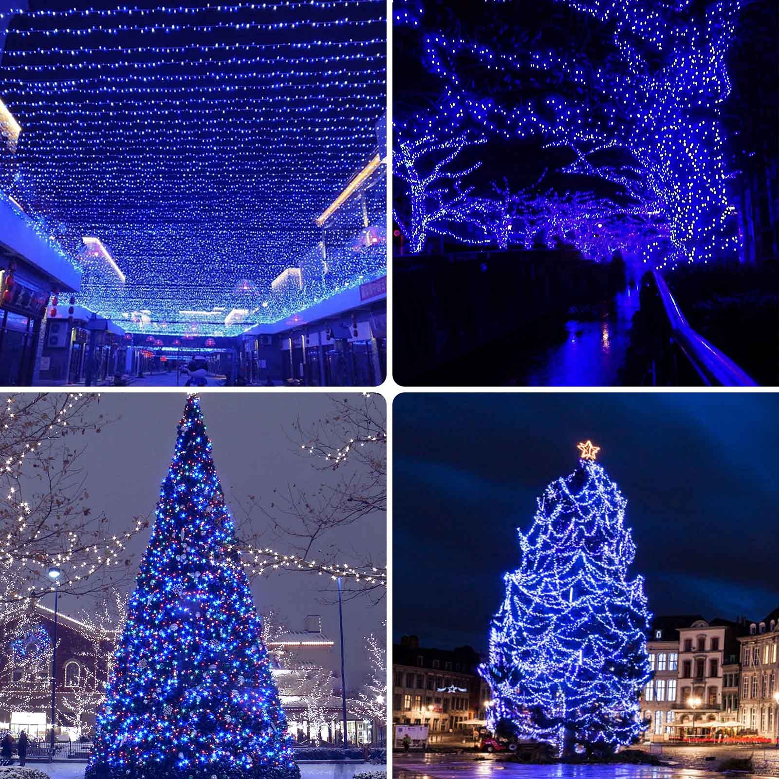 Blue 2-Pack Each 85Ft Solar String Lights Outdoor, Upgraded Ultra-Bright 480 Led Solar Lights Outdoor Decorative, Waterproof Gre
