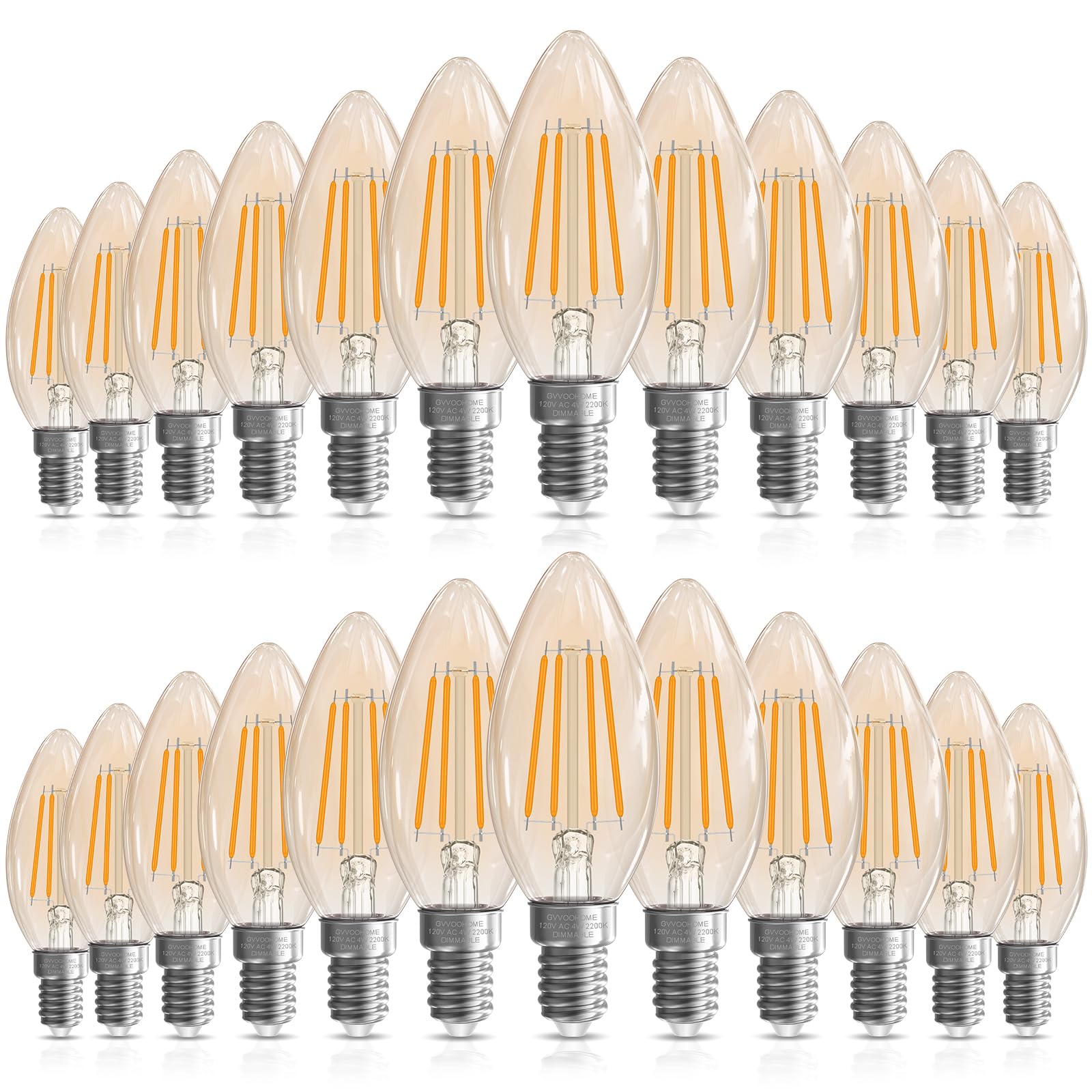 Gvvoohome Candelabra Light Bulbs 40 Watt, E12 Led Bulb Dimmable B10 Candle Light Bulbs, 2200K Amber Warm, Chandelier Light Bulbs