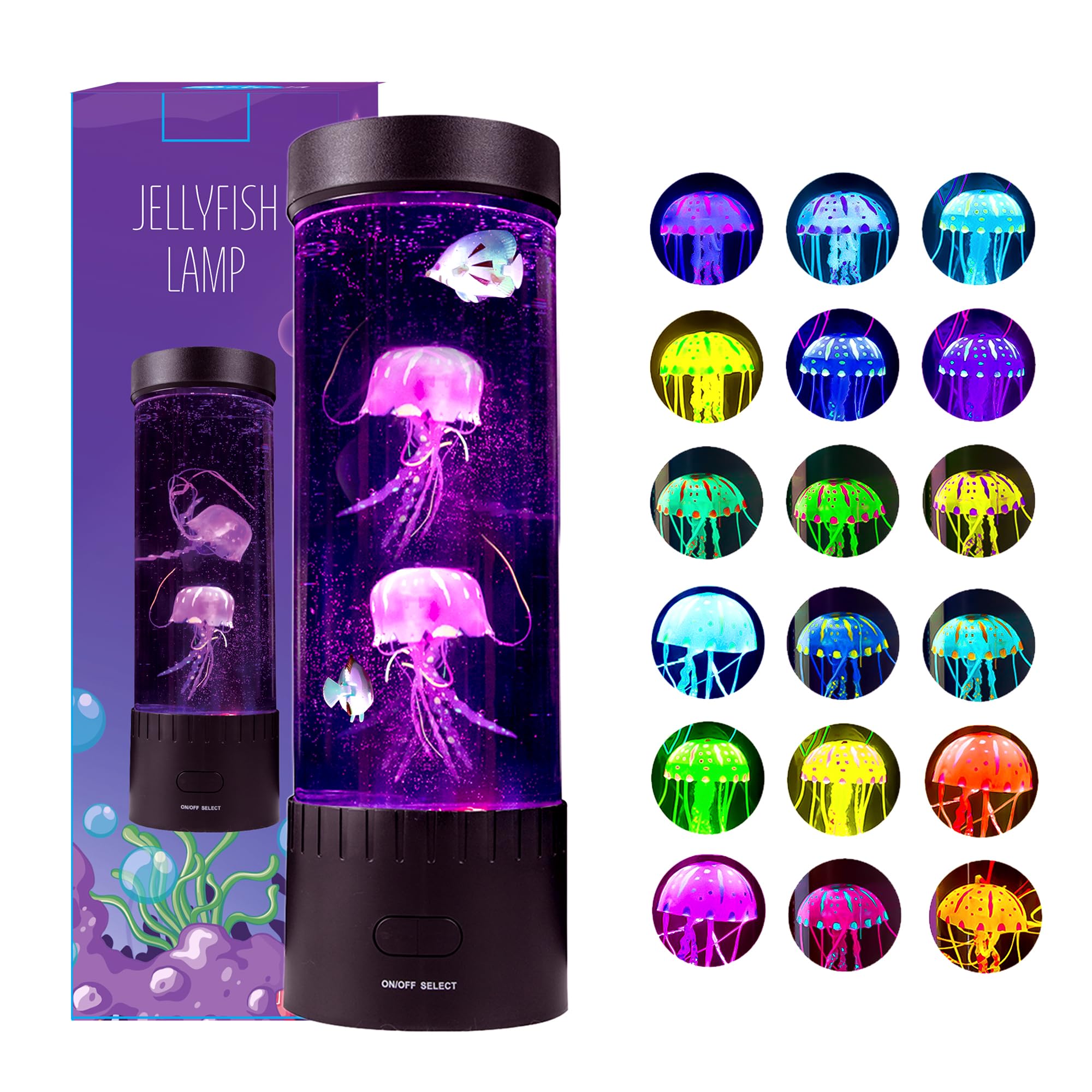 Brewish Jellyfish Lamp,16 Color Changing Mood Lamps, 4 Modes Aquarium Night Light For Kids & Adults, Artificial Fish Tank With Moving Fish, Sensory Room Led Lights For Autism, Adhd,Excellent Gift