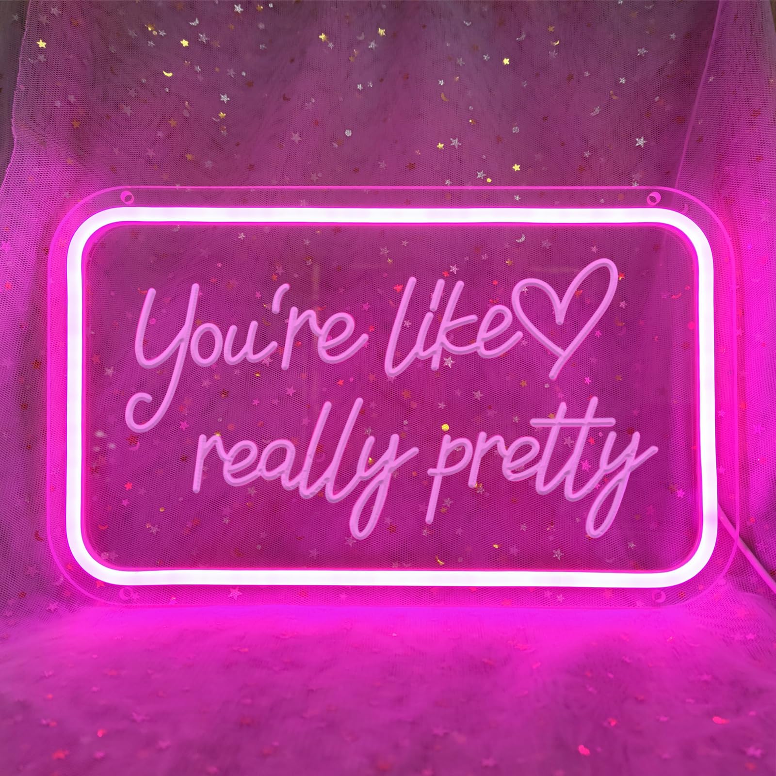 INSNEnN Neon Sign for Wall Decor, USB Dimmable LED Light, 15.75x10.16 Inches, Pink Acrylic, Party and Bedroom Decorations