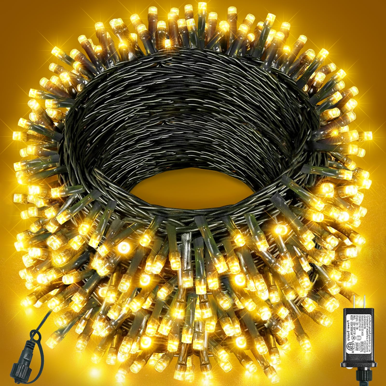 Xmasbokeh 157Ft 480 Led Christmas Lights Outdoor  Christmas Tree Lights Waterproof  8 Modes Plug In Fairy String Light For Indoor Party Xmas Tree Garden Patio Decorations  Warm White