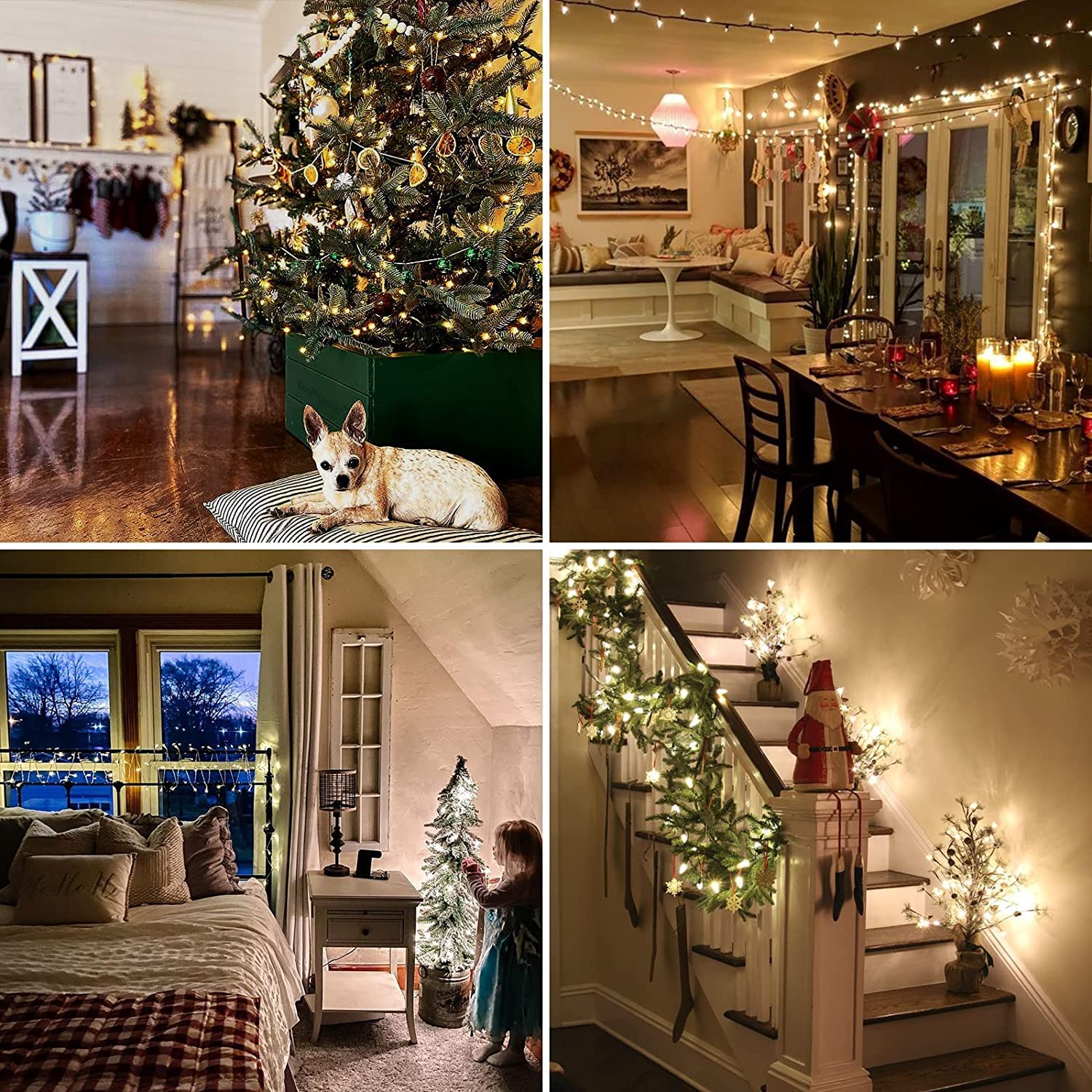 [2 Pack] Koopower 16ft 50 LED Outdoor Battery String Lights on IP65 Waterproof String (Timer, Auto on/Off, 8 Modes, Warm White)