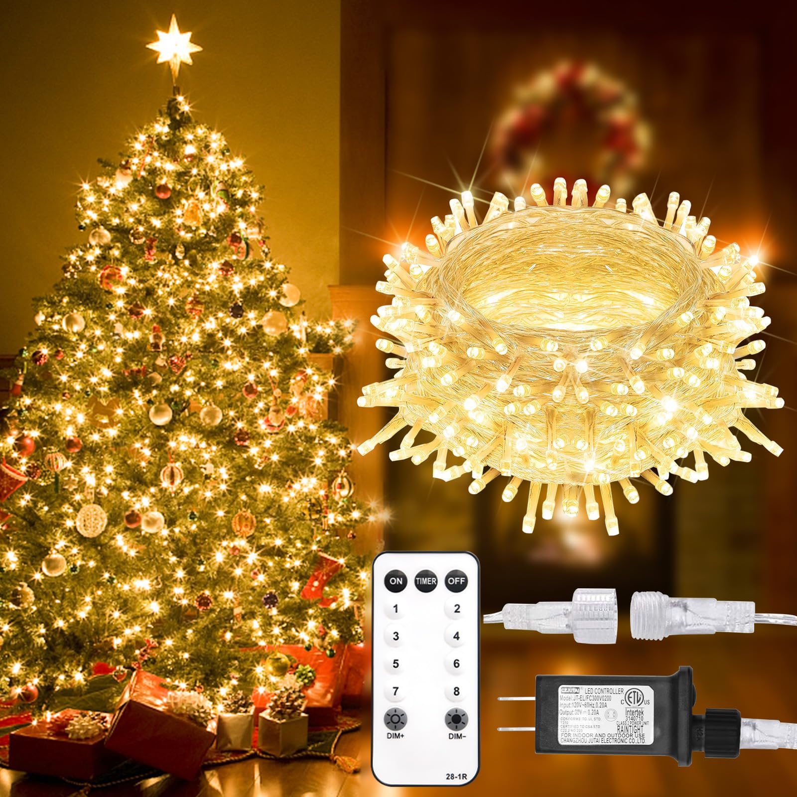 suddus Outdoor String Lights, 33ft 100 Led Fairy Lights Plug in, Christmas Lights Indoor for Bedroom, Party, Dorm, Warm White,,,