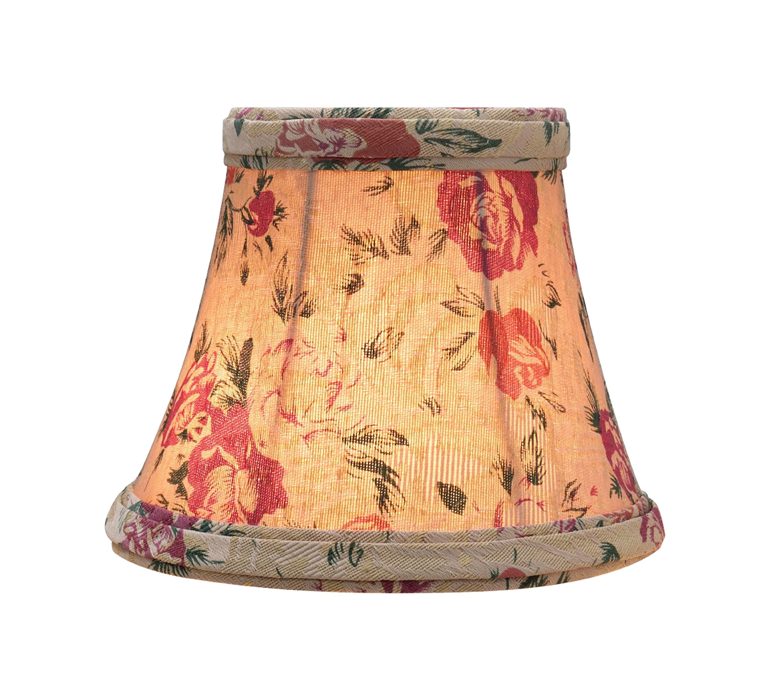 Aspen Creative 30005-2A, Bell Clip-On Chandelier Lamp Shade, Floral Print, 3" Top X 5" Bottom X 4" Slant Height, Set Of 2