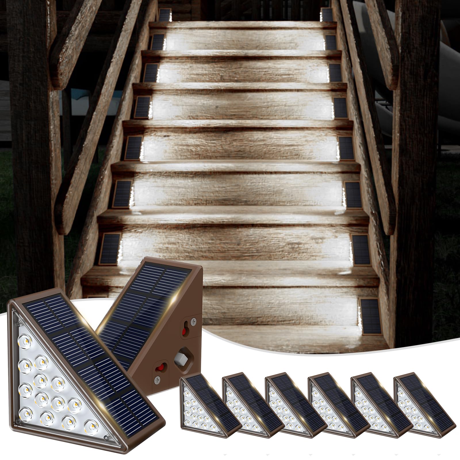 JOFIOS Solar Step Lights for Outside,8pack Solar Stair Lights Outdoor Waterproof IP67,Outdoor Deck Step Lights,Solar Outdoor Lig