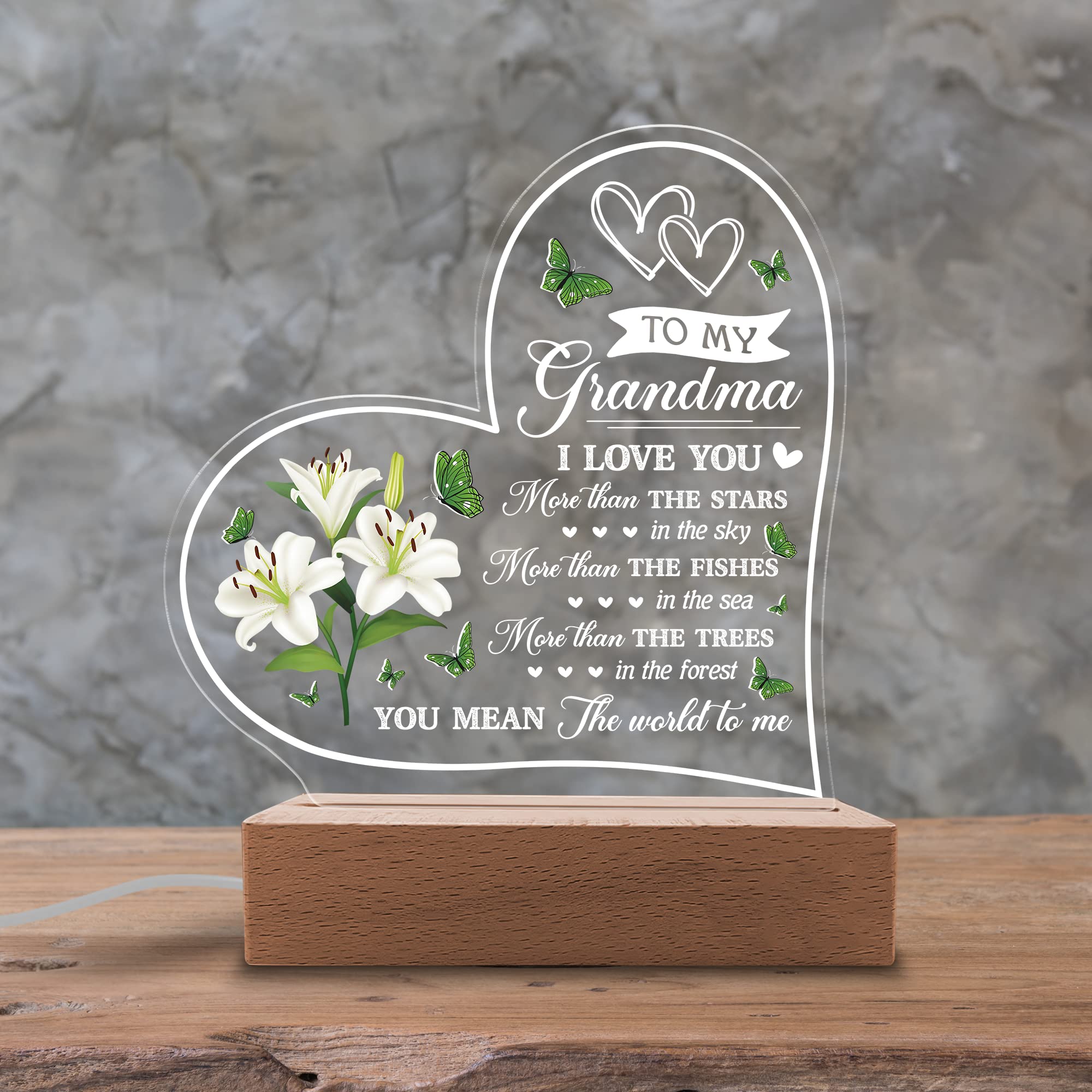 Kitchenvoy Acrylic Night Light - I Have Loved You My Whole Entire Life - Grandma Gifts From Grandkids - Rechargeable Lamp
