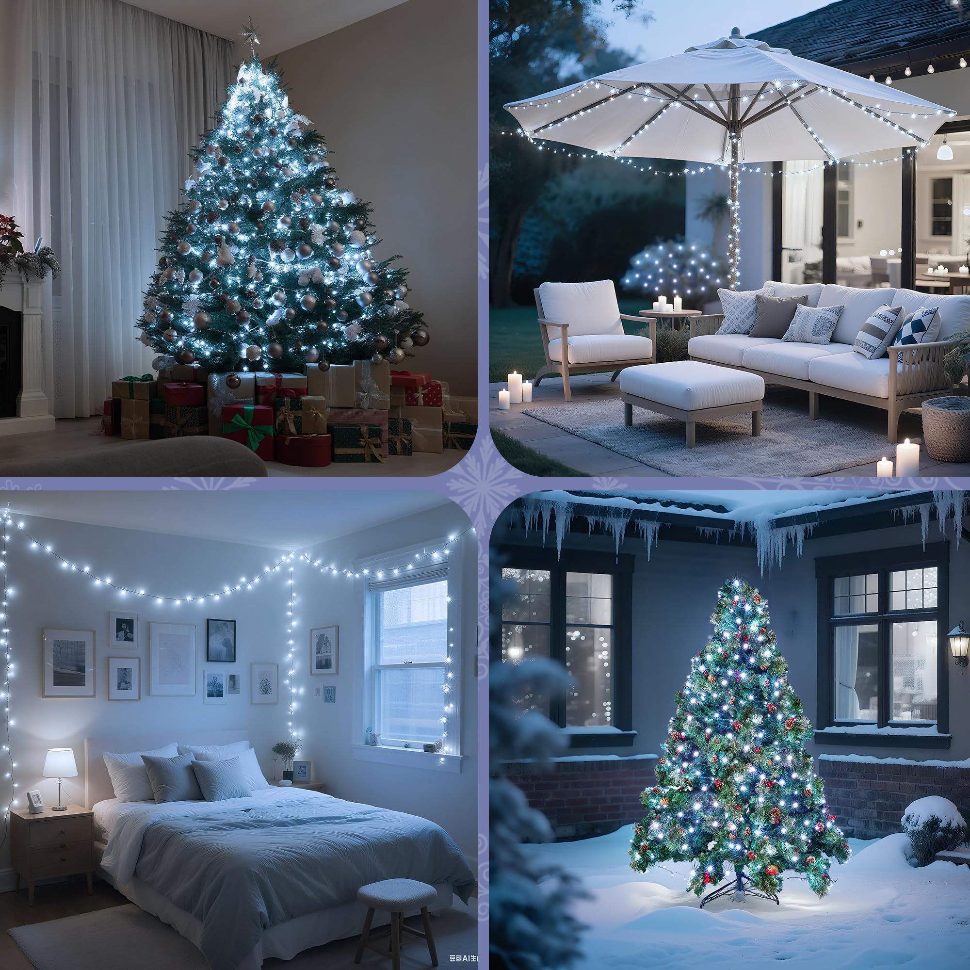 Wbao Christmas Lights Indoor Outdoor 500Led 174Ft  Super Bright Led Christmas String Lights With Ul Certified  8 Lighting Modes  Timer  Memory & Waterproof For Trees  Patio  Party Decor  Cool White