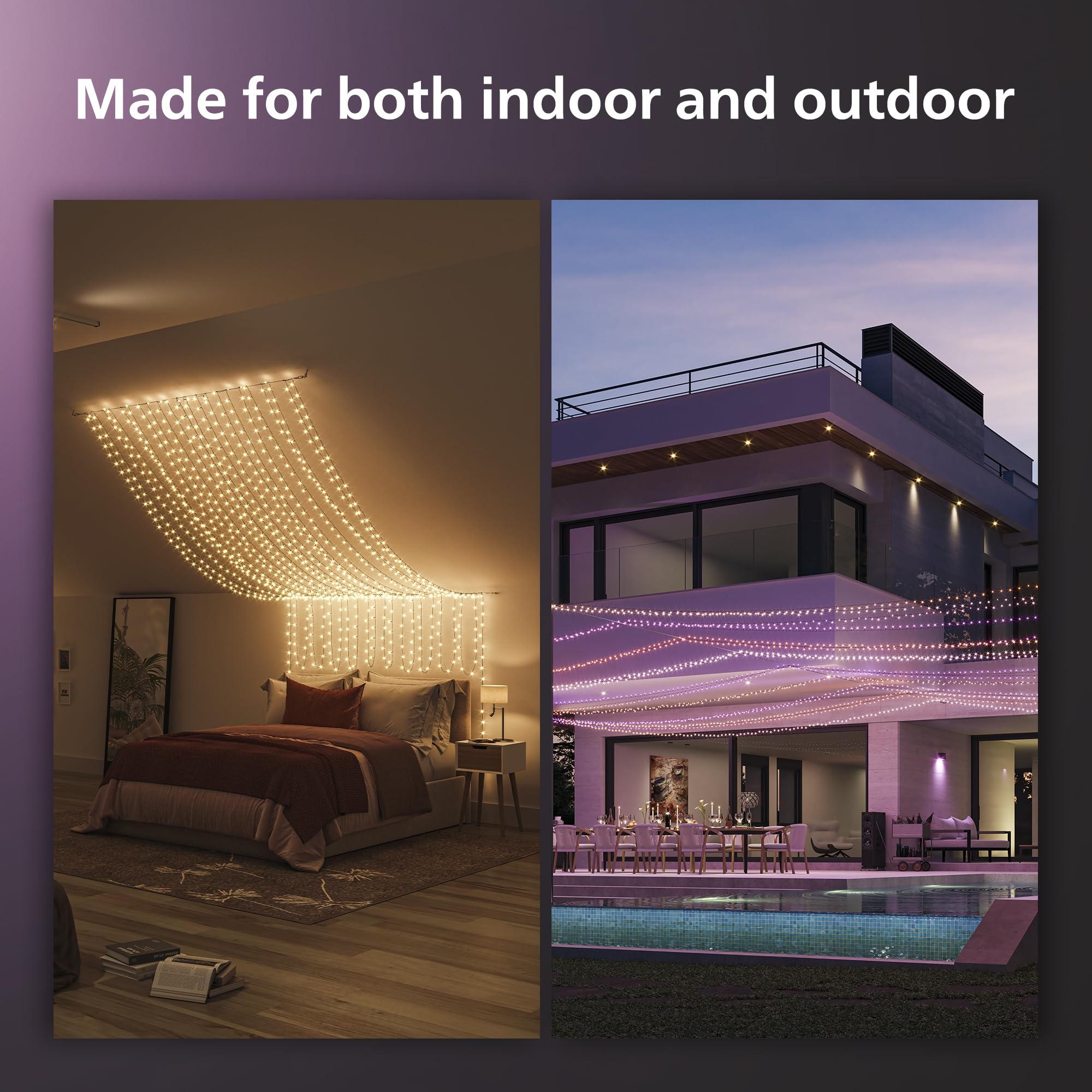 Philips Hue Festavia String Lights - 65ft Multicolor Smart LEDs - Weatherproof - Compatible with Alexa, Google Assistant, Apple HomeKit