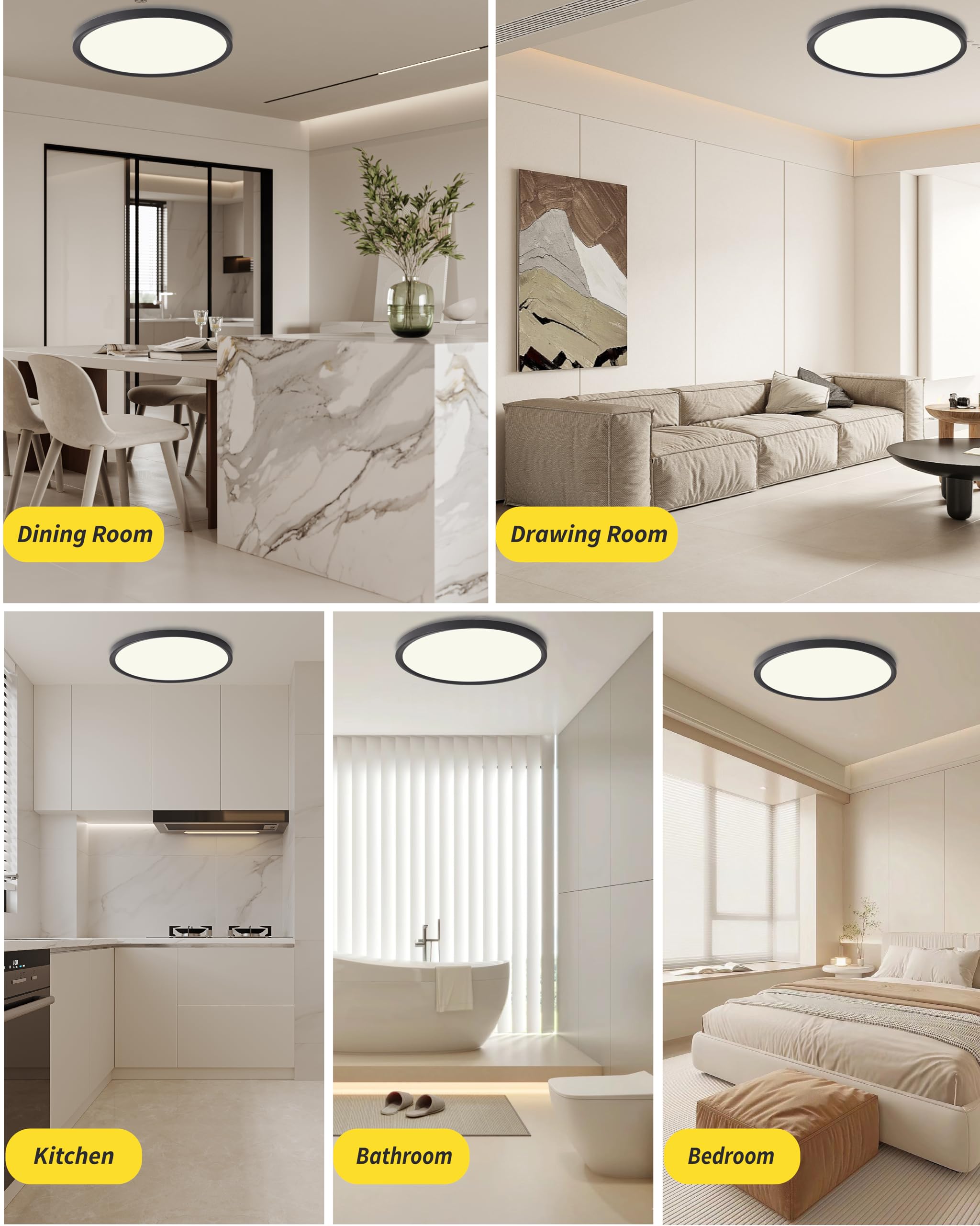 4Pack 9 Inch Flush Mount Ceiling Light, 18W Led Ceiling Light, 3000K/4000K/6000K Selectable 1860Lm Ceiling Light, Super Slim Led