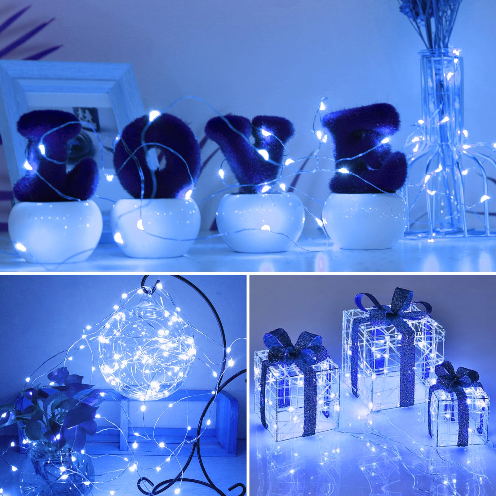 kolpop LED Fairy Lights, 12 Pack Battery Operated Twinkle String Lights, Waterproof for Christmas, Blue