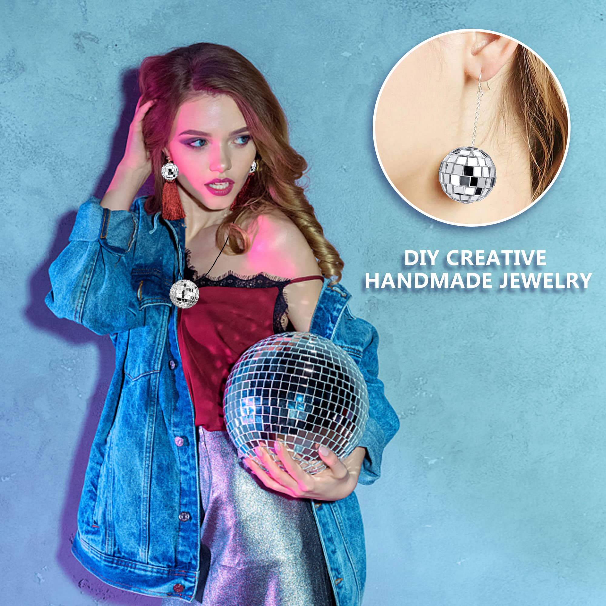 45 PCS 0.79 Inch 0.98 Inch 1.18 Inch 1.57 Inch 1.97 Inch 2.36 Inch Disco Ball Cake Decoration Ornaments Reflective Mirror Ball C