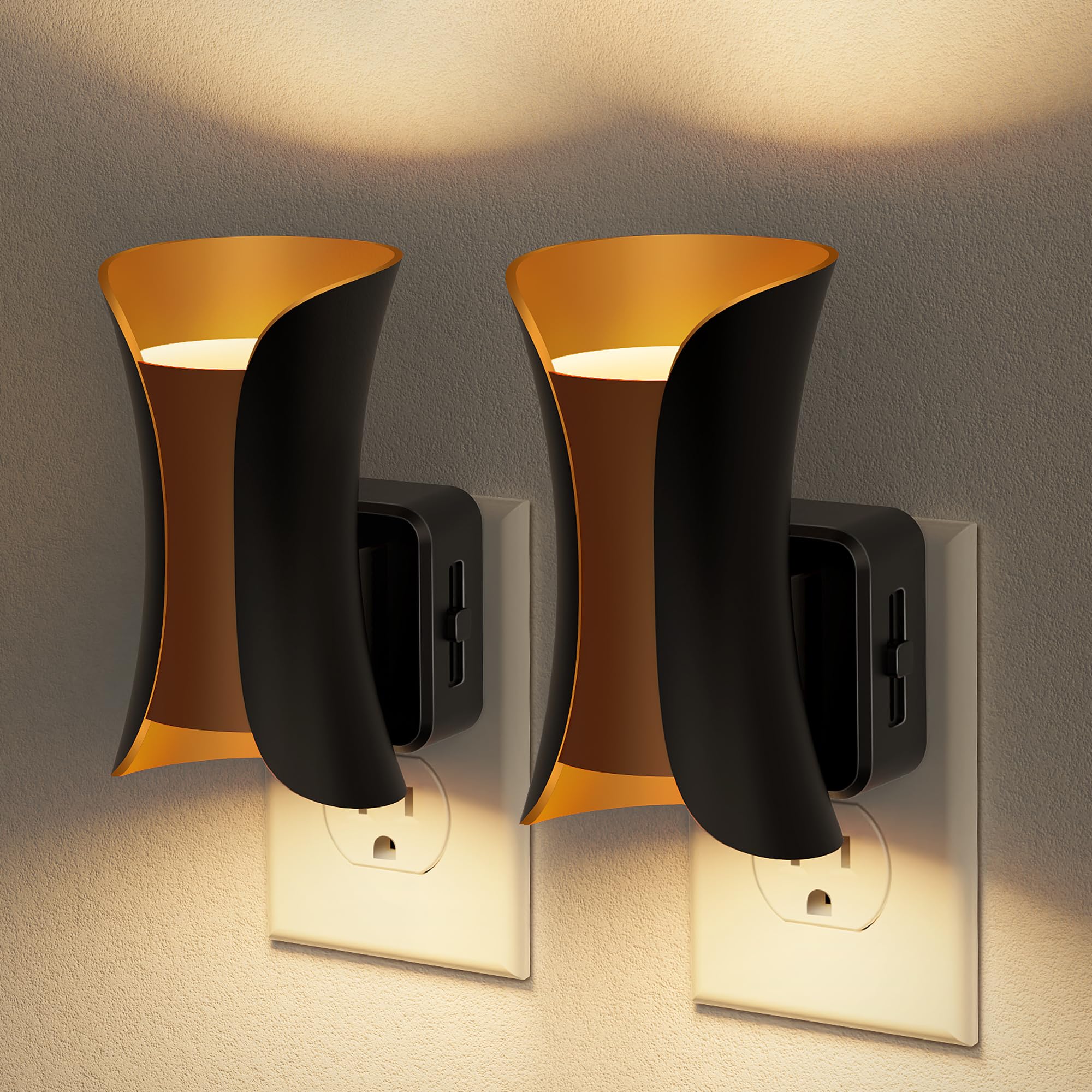 Fulighture Night Light, Dimmable Night Lights Plug into Wall, 2 Pack Modern Night Light with Dusk to Dawn Sensor, Soft White 300