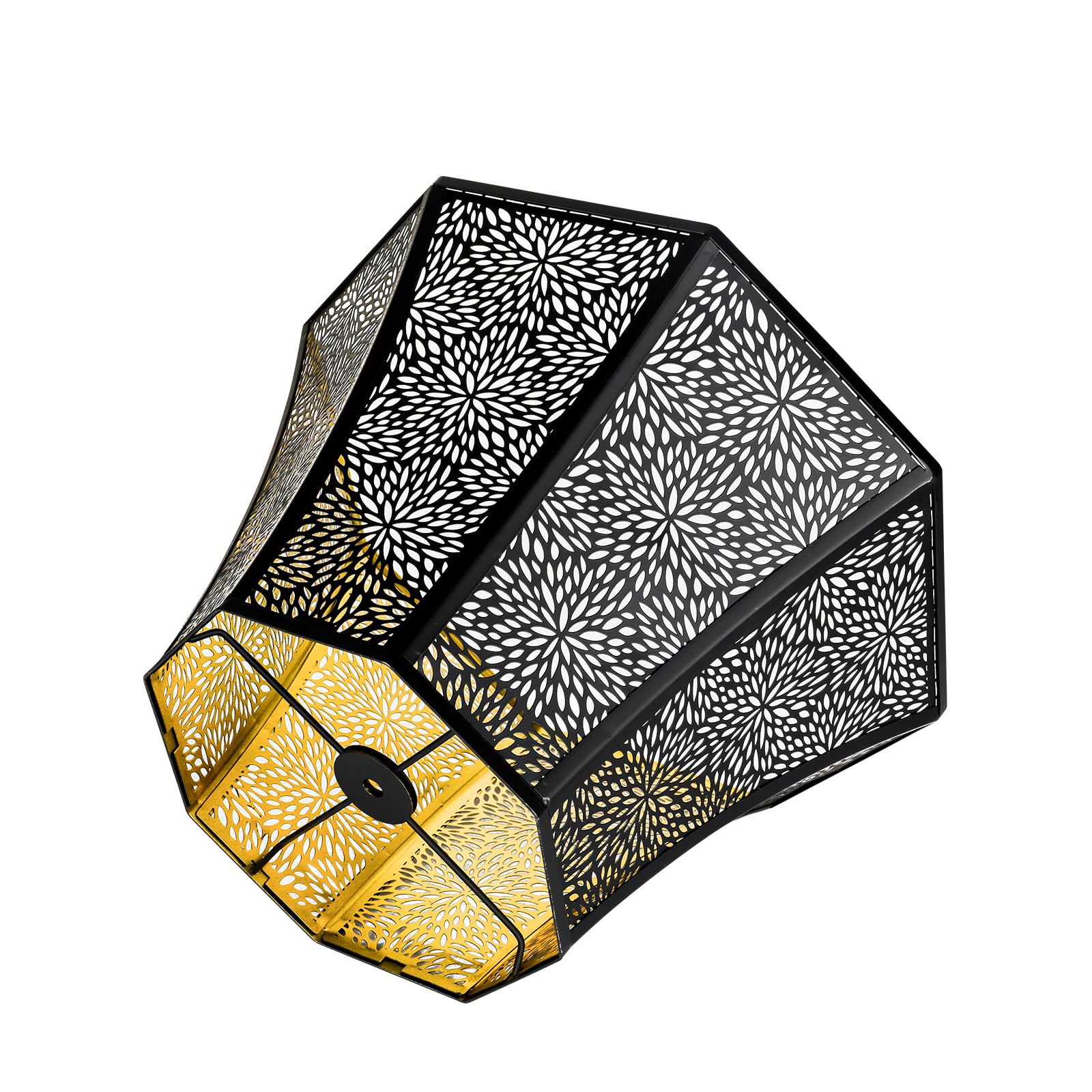 ALUCSET Octagonal Metal Lampshade, Black and Gold, 7.9x13.8x8.7in, Fits Table and Floor Lamp