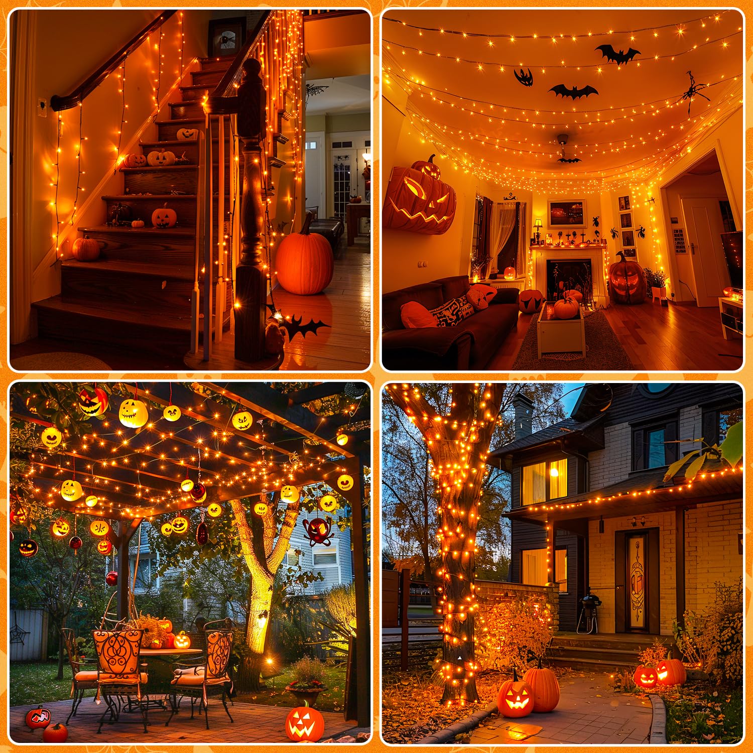 Jmexsuss Halloween Lights: 132Ft 400 Led Orange Halloween Outdoor Indoor String Lights Plug In - Orange Lights For Halloween Chr