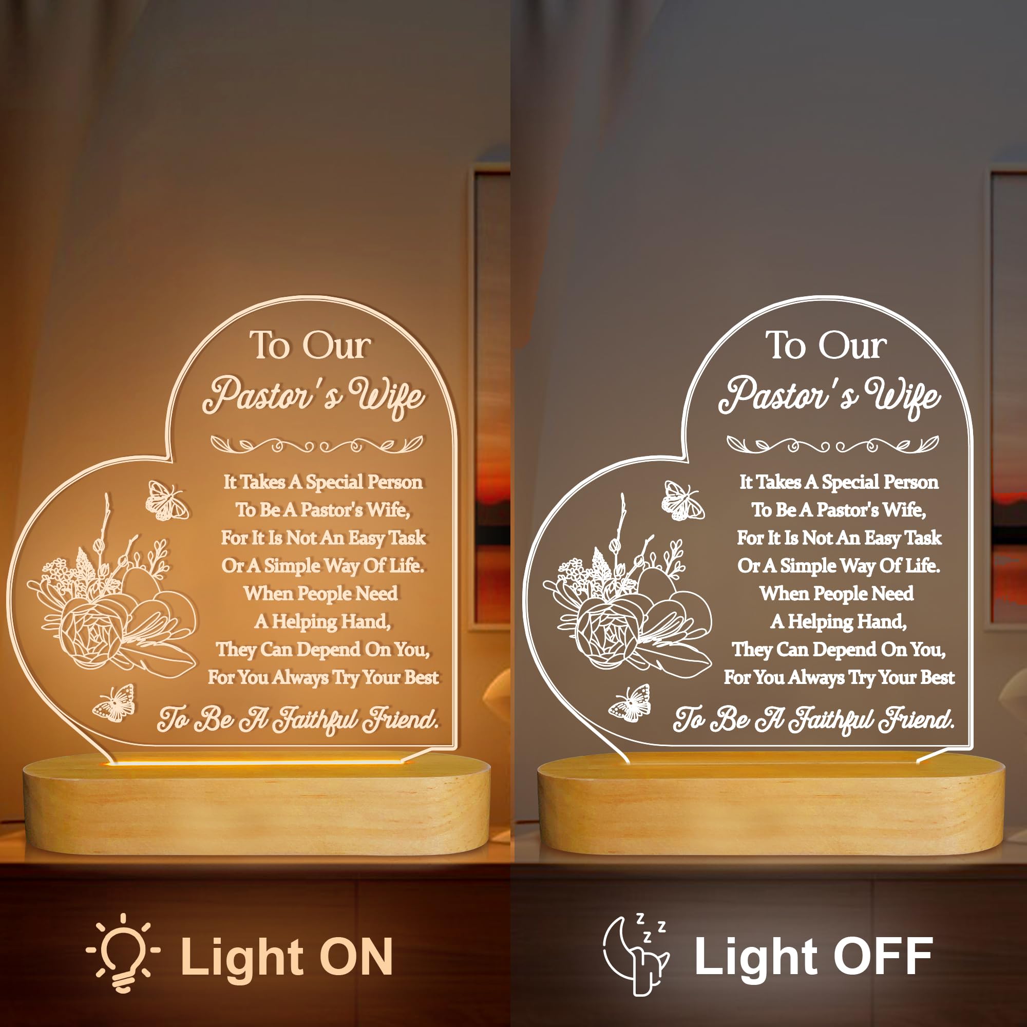 Okiyid Pastors Wife Appreciation Gifts For Women, 3D Illusion Lamp For Preachers Wife Church Gifts, Soft Warm Night Light For Be