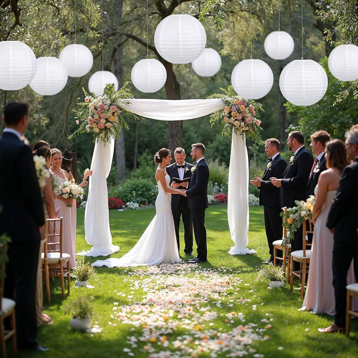 LIHAO 10 Inch White Paper Lanterns - 10 Pack, Perfect for Parties, Weddings, and Events, Elegant Decoration Solution