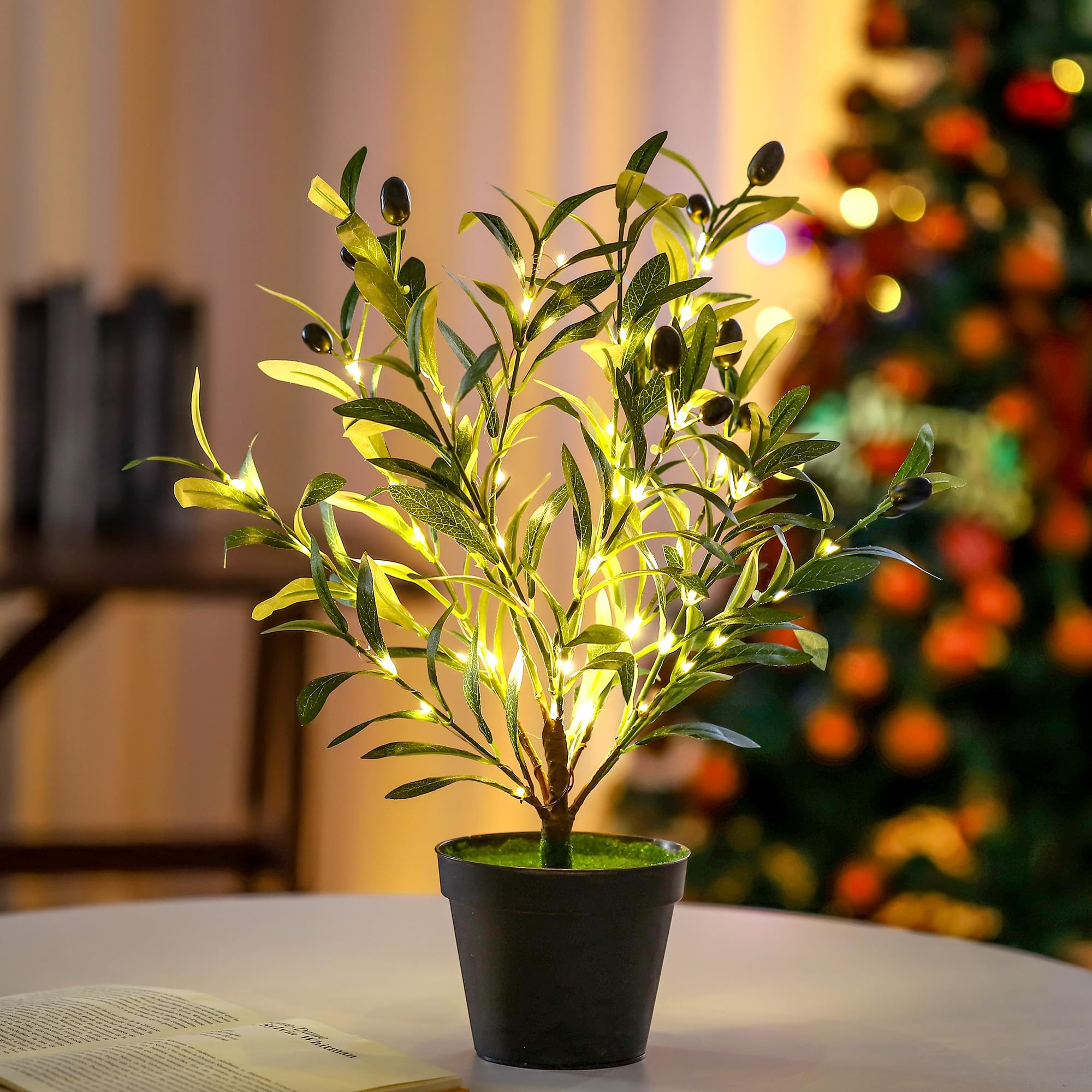 Artificial Olive Tree Lamp  Faux Olive Tree And Fruits Artificial Tree For Office House Living Room Bedroom Stairs Foye Coffee Shop Rack Clothing Store Home Decor  Christmas Birthday Gifts For Women