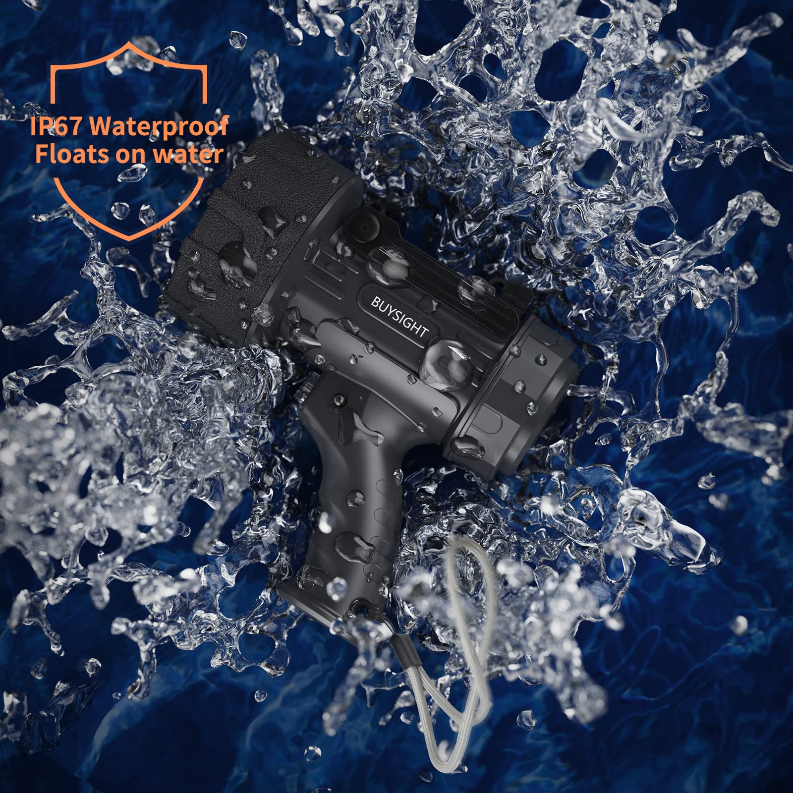 BUYSIGHT Rechargeable Spotlight Flashlight, Hand held Spotlight 1000 lumens Waterproof Flashlight Hunting Lamp with red Filter(I