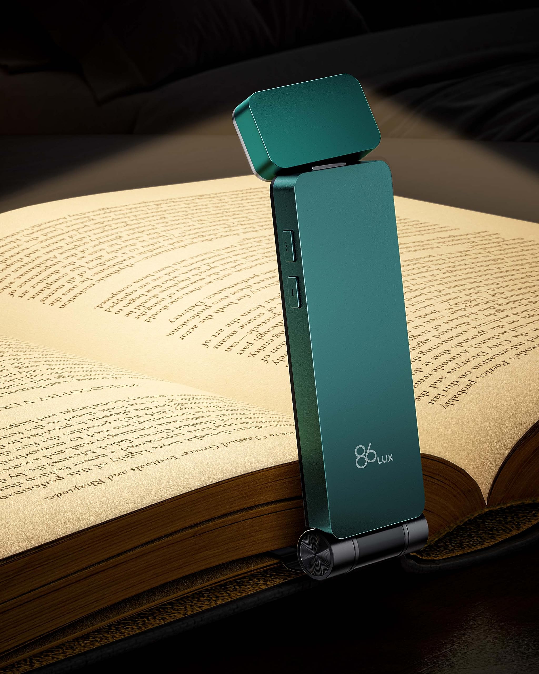86Lux Reading Light, Rechargable Book Light For Reading In Bed, Ultralight Clip-On Led Bookmark Lamp With 3 Amber Colors & Stepl