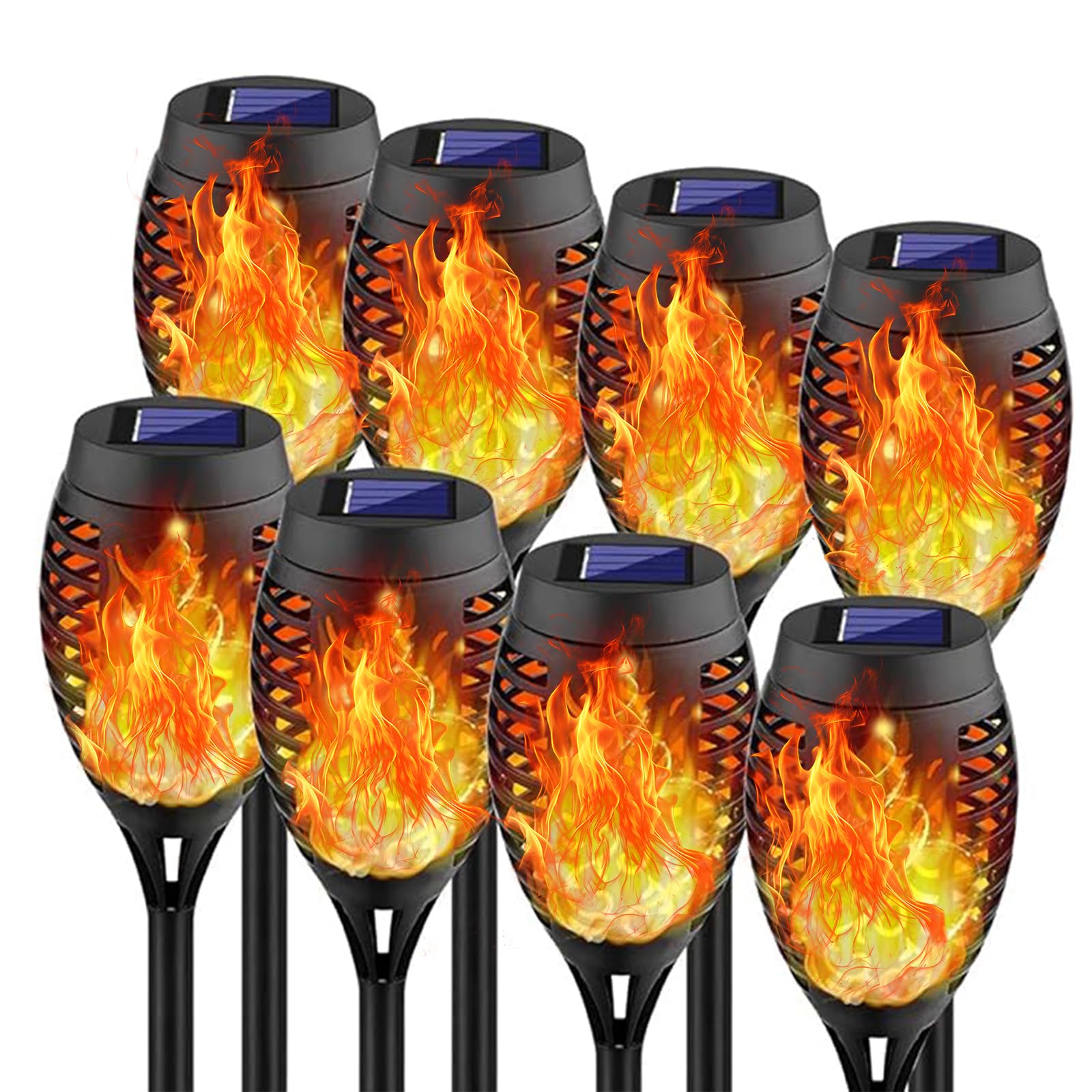 Swingers Solar Lights Outdoor Solar Torch Lights with Flickering Flame Waterproof Outdoor Garden Lights for Outside Patio Pathway Yard Decorations(8  Yellow)