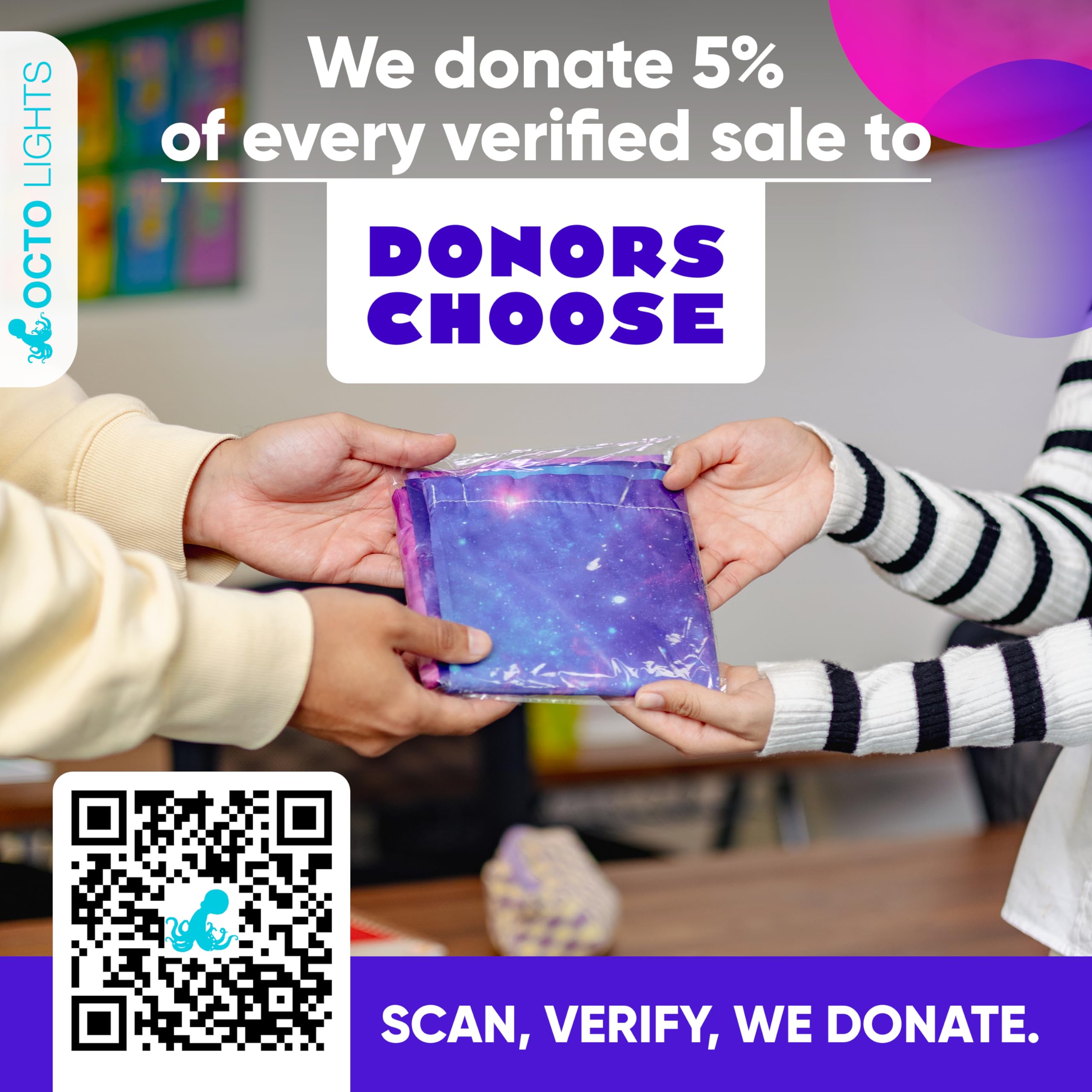 OCTO LIGHTS Magnetic Fluorescent Light Covers - 2x4, 100% Polyester, Purple Nebula, Model Star 001, Pack of 4