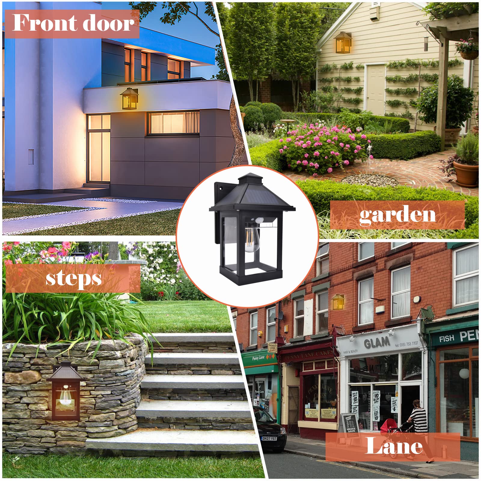 Nodfens Solar Wall Lanterns - 3 Modes, Motion Sensor, Waterproof Led Sconce Lights For Outdoors