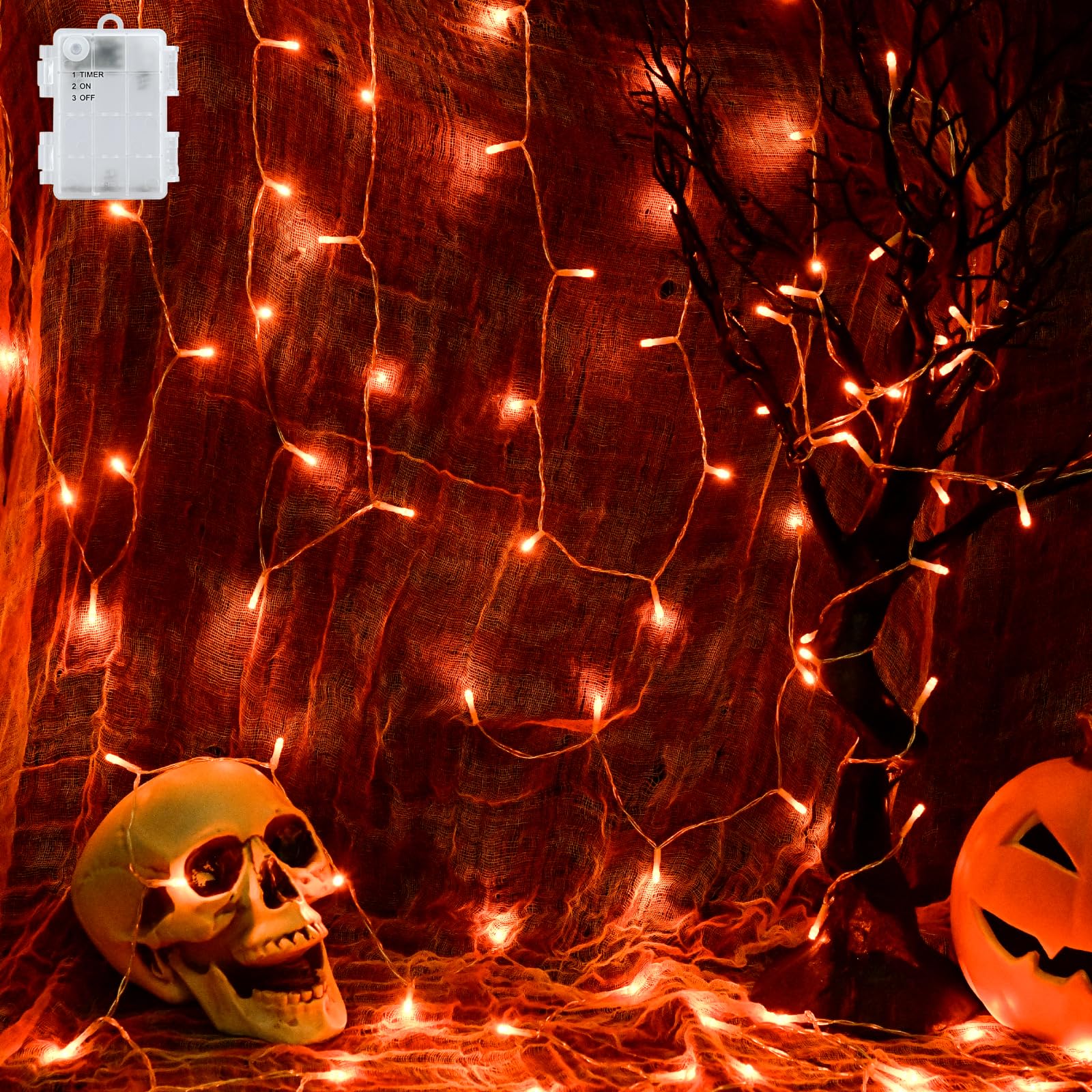 Cshare Halloween String Lights, 9.8Ft 30Led Waterproof Orange, Battery Operated With Timer, Model Cs-Fszc-3Og For Indoor/Outdoor Decor