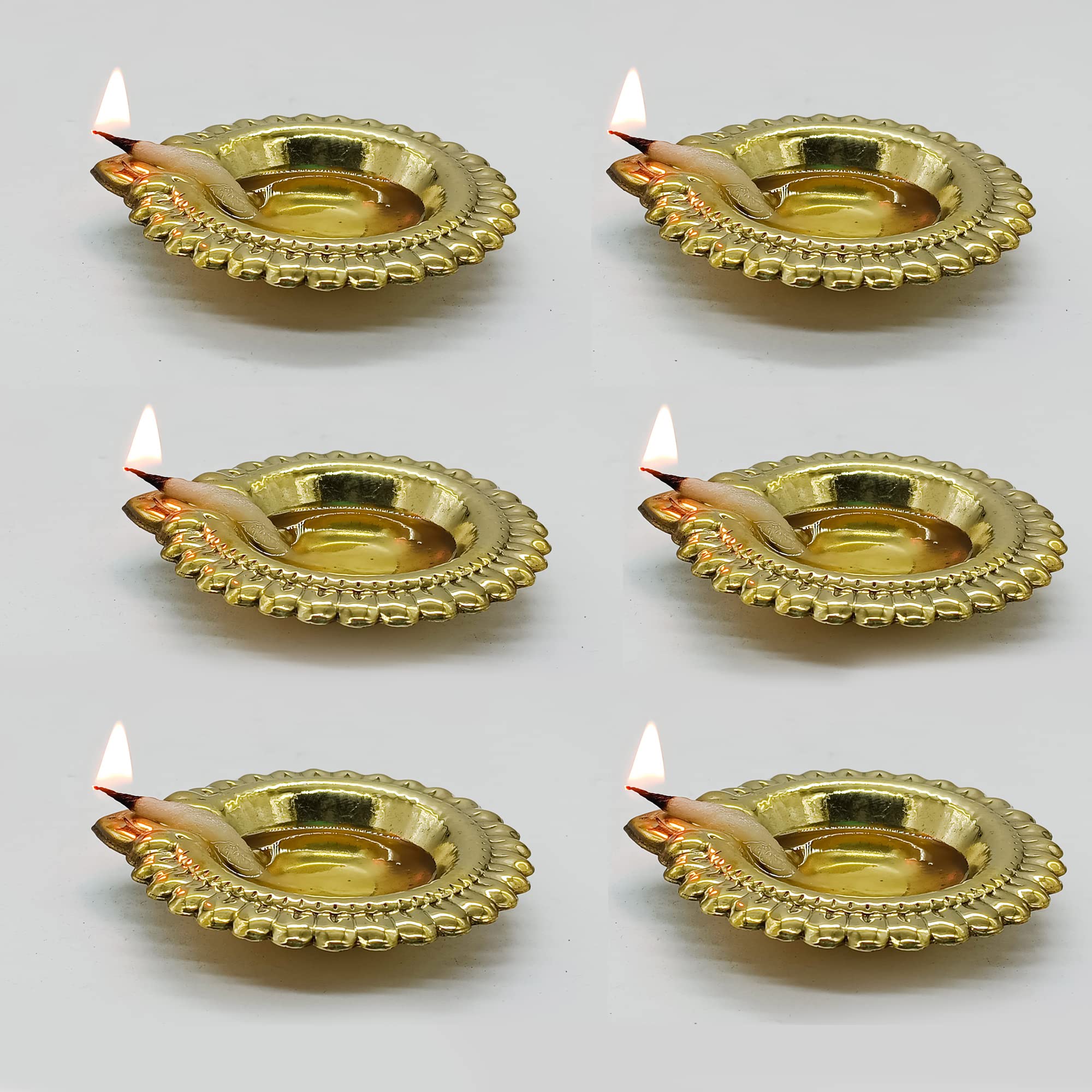 Vintageware BRASS DIYA for Puja Arti in Home and Office || Diwali Lights for Decoration || PACK of 6, Small
