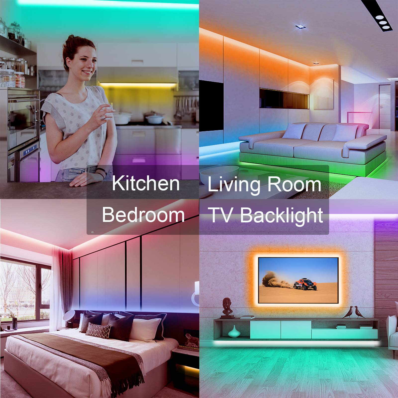 Volivo Wifi Led Strip Lights 65.6 Ft, Multicolor, Voice Controlled, Compatible With Alexa & Google Home, Music Sync, Model V-W3510Nwf-02