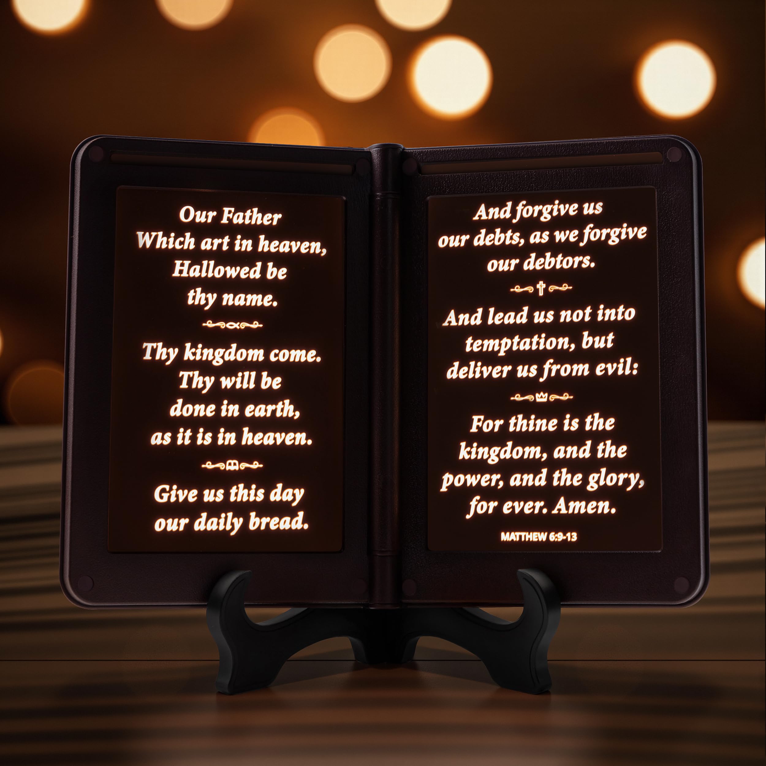 mamre Thy Word Decor Light, Bible Verse Night Light, Lords Prayer Our Farther, Baptism Gifts, Christian Table Decor