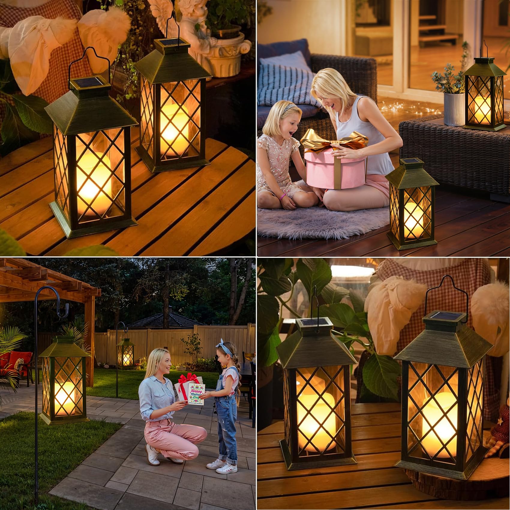 Take Me 14'' Solar Lanterns Outdoor Waterproof Garden Lanterns Large Flickering Flameless Candle Mission Lights For Table,Outdoo