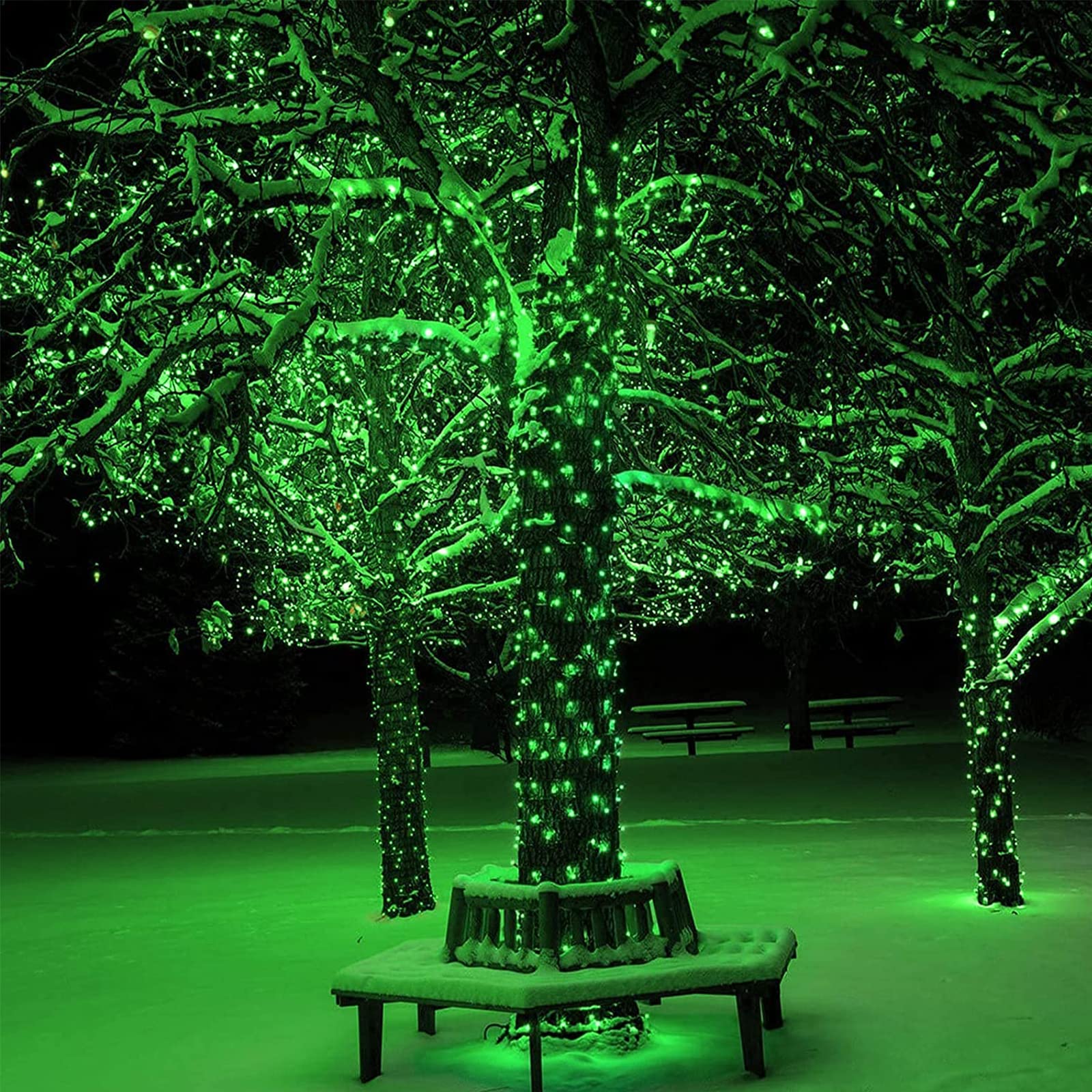 Joomer Green Solar Christmas Lights, 2 Pack Total 144Ft 400 Led 8 Modes Waterproof Solar Christmas Lights Outdoor For Garden Yar