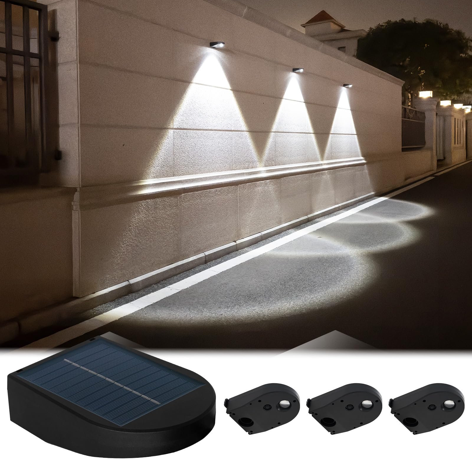 Mrzxy Solar Wall Lights Outdoor Bright Sconce Waterproof LED for Solar Powered House Number  Outside  Garage  Dusk to Dawn Fence Lights (White  4 Pack)