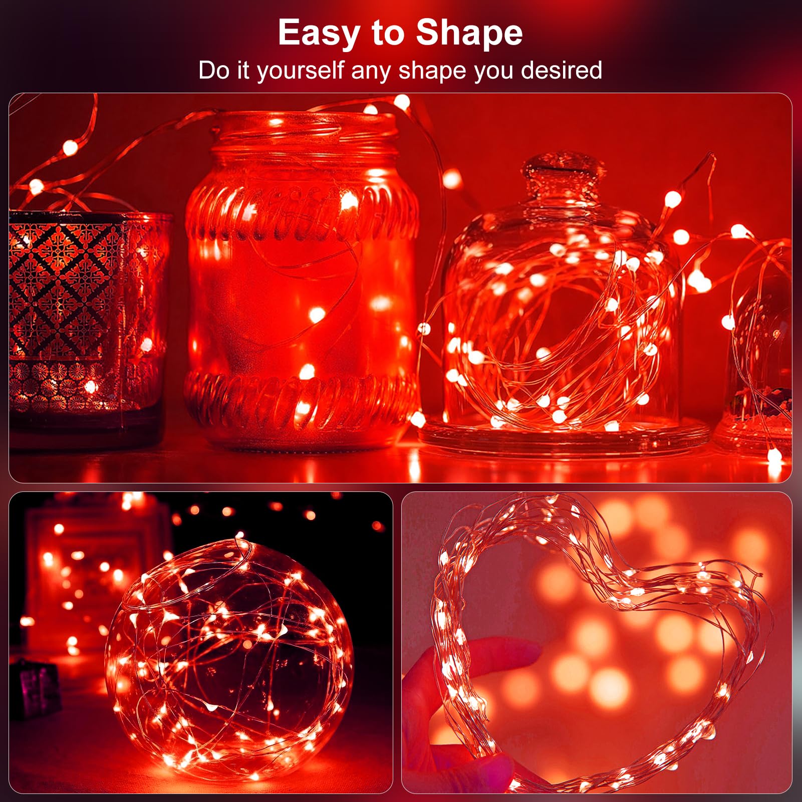 2 Pack Fairy Lights Battery Operated 200 Led 66Ft Silver Wire Starry String Lights Auto Timer 8 Modes Waterproof Mini String Lig