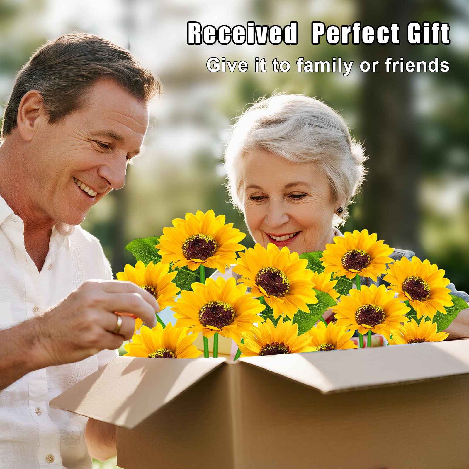 Yeuago Solar Sunflower Lights Outdoor Flower Garden Stake Lights,4 Pack 24 Sunflower Waterproof Lights For Outside Party Gardeni