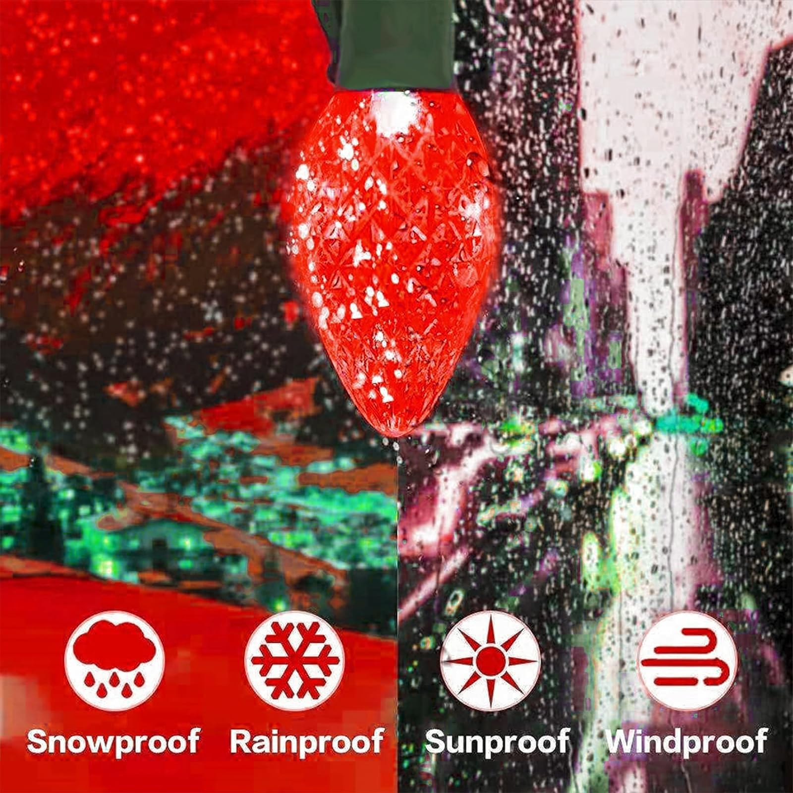 Kaq 2Pk 100Led Red And Green C9 Christmas Lights Waterproof Indoor Outdoor  Extendable 98Ft String Lights Plug In With 13 Lighting Modes  C9 Christmas Decorations For Party Patio  Outside Yard Decor