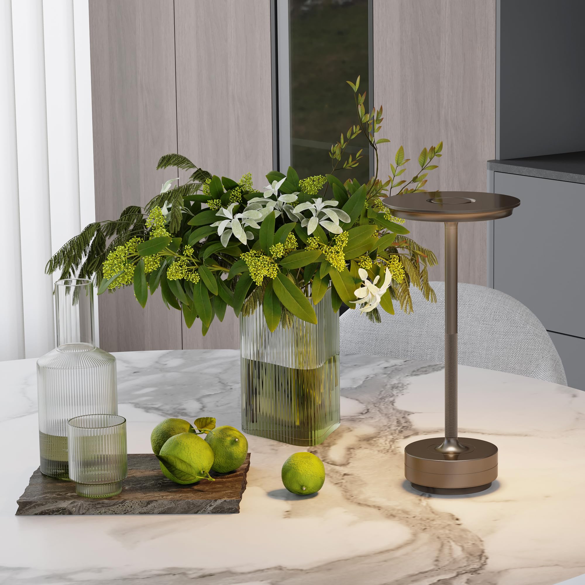 TBBGA Rechargeable Cordless Table Lamps, 5000mAh, 3 Color Dimming, Light Cafe, Model T106C, Portable for Outdoor/Dinner/Patio