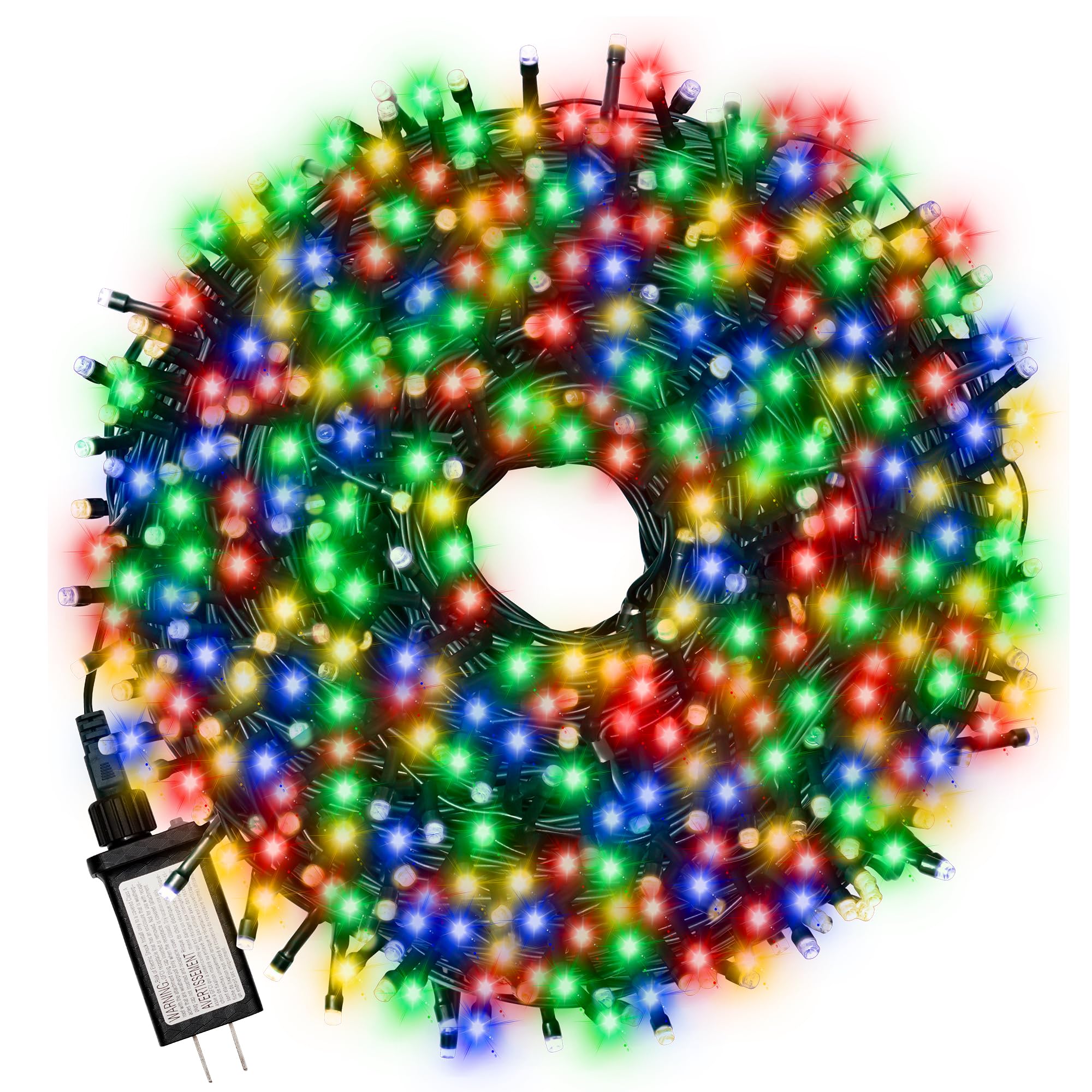 RPGT Christmas Light 100 LEDs 41ft Green Cable Wire Fairy String Twinkle Lights Plug in 12 Modes for Xmas Tree, Party, Indoor,Outdoor, Garden, Wedding, Home Decoration (Multi Color)