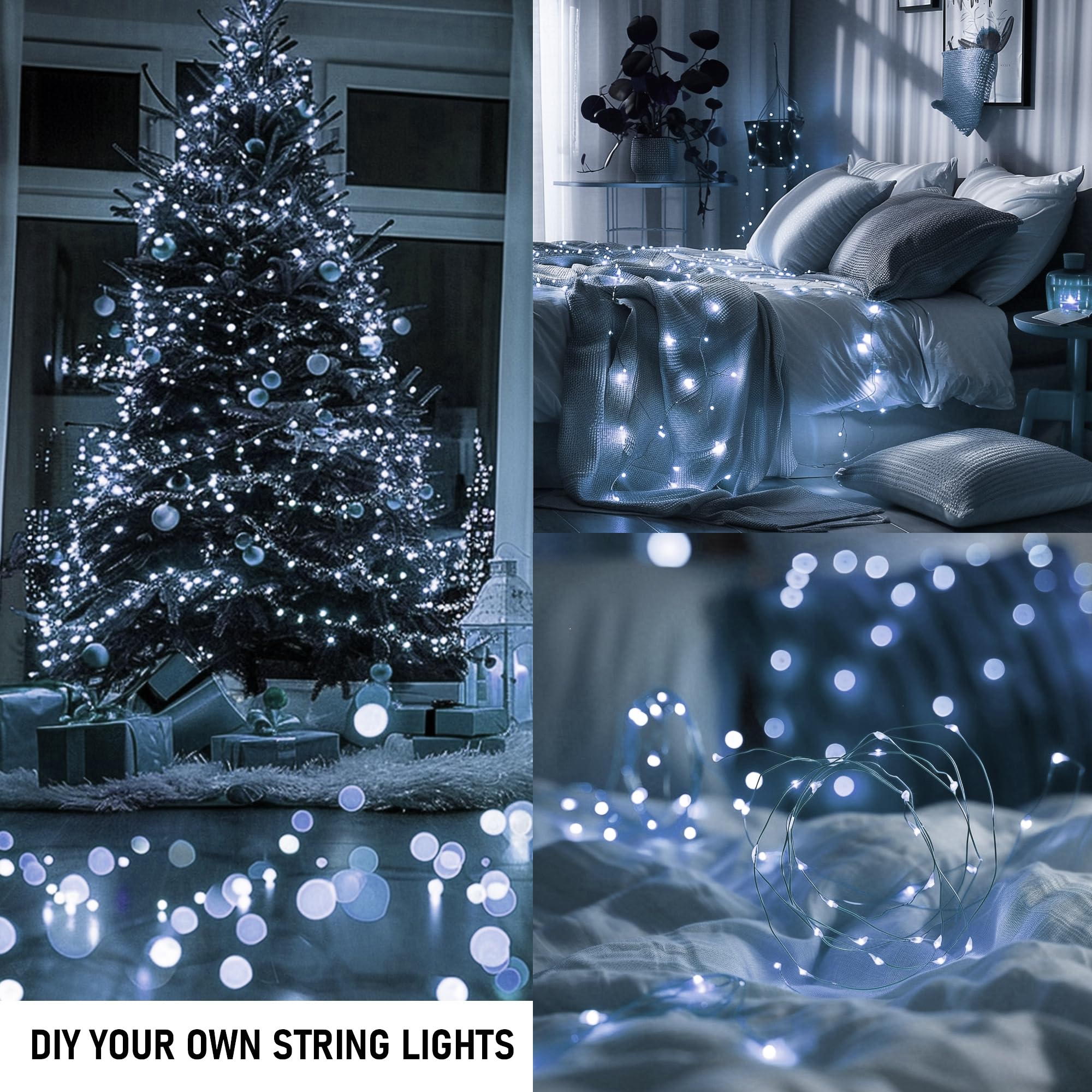 Dazzle Bright Fairy Lights, 66 Ft 200 Led Usb Power String Lights With Remote, 8 Modes Waterproof Copper Wire Lights For Home Indoor Party Tree Yard Christmas Decorations (Cool White)