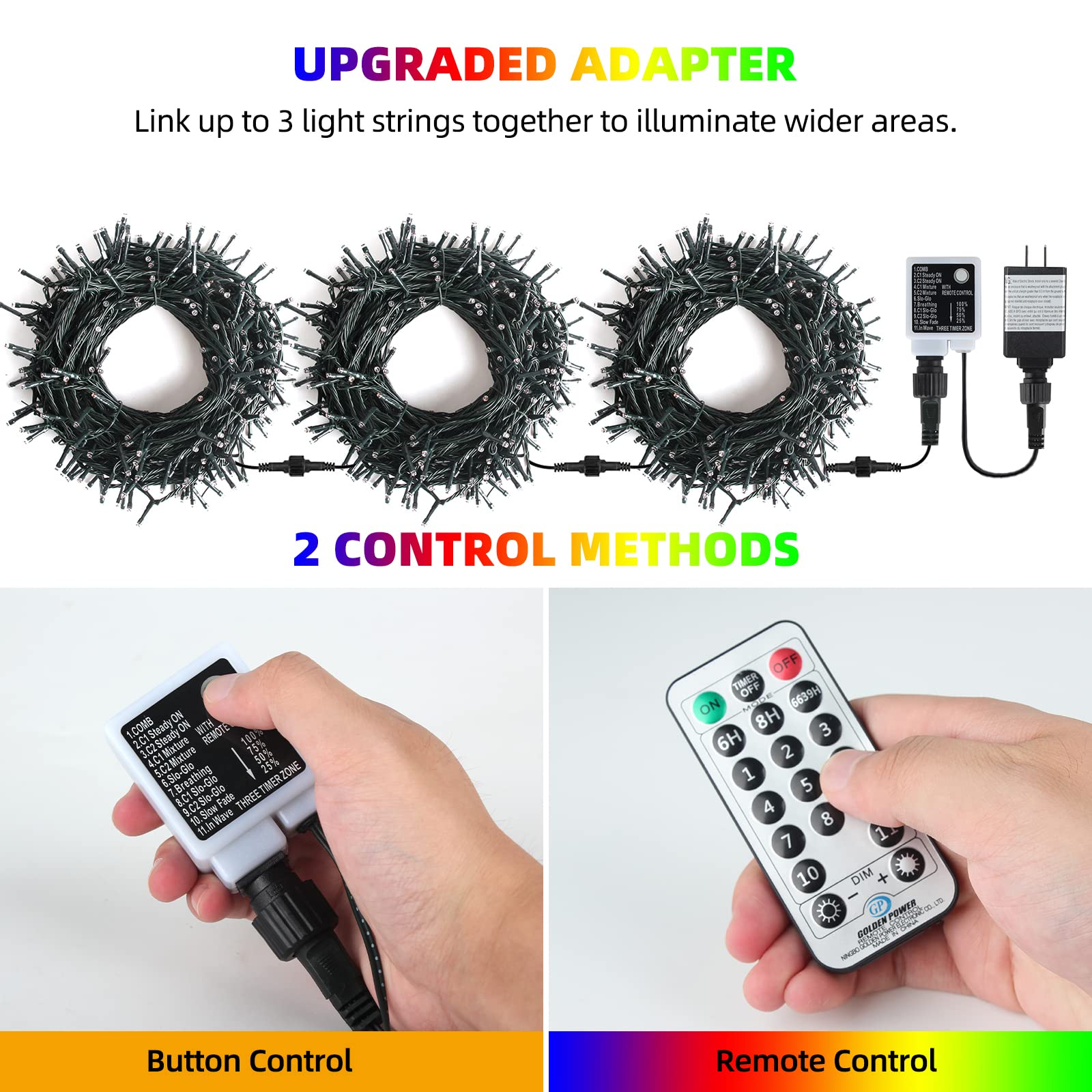 Chuya Halloween Christmas String Lights 500 Led Light Color Changing Warm White & Muticolor 11 Modes Ul588 For Christmas Tree Li