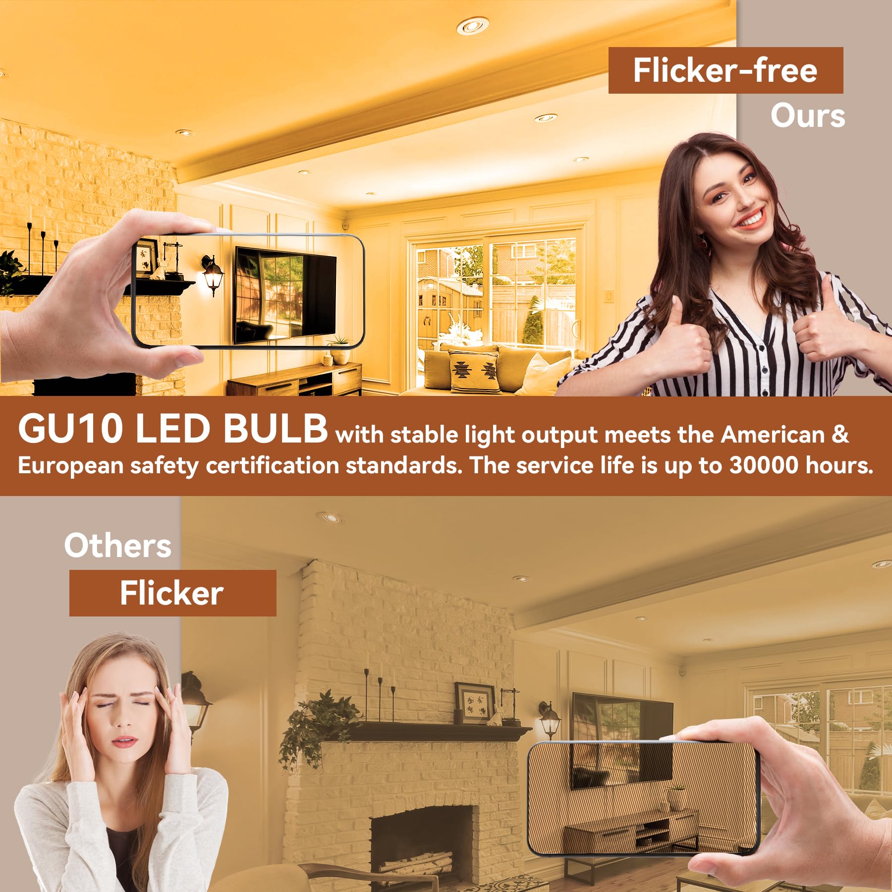 Comzler Gu10 Led Bulb Dimmable, 50W Halogen Equivalent Gu10, 2700K Soft White Gu10 Bulb Replacement For Track Lighting, Mr16 Gu1