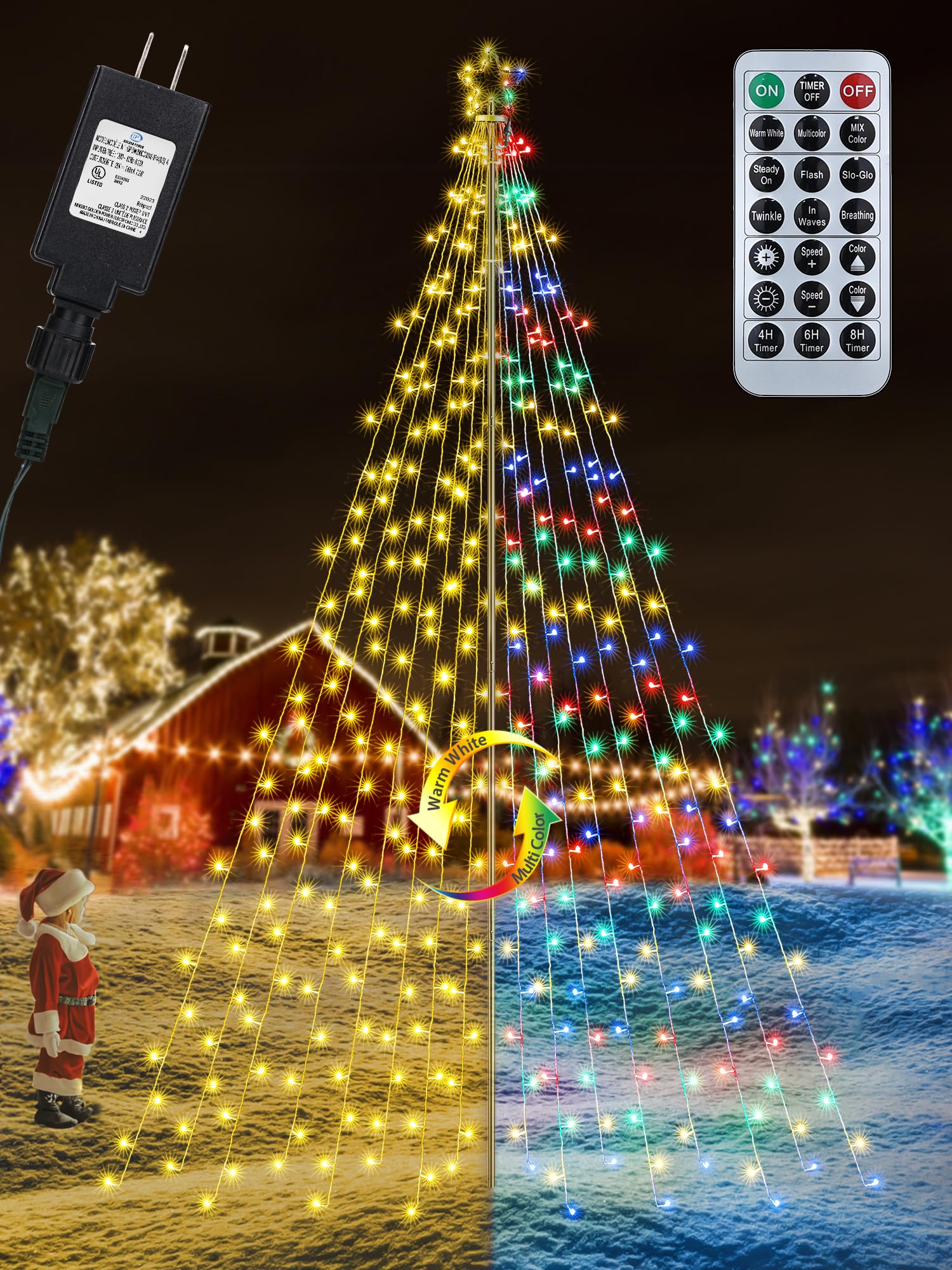 Flacchi Christmas Decorations Outdoor Star String Lights - 16 ft Pole Set with Remote, Multiple Lighting Modes Timer Waterproof 