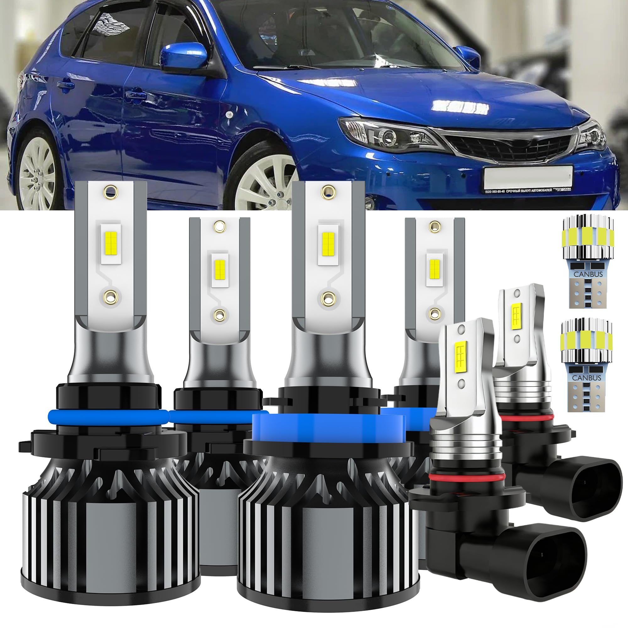 AYOTZIH Bulbs Fit For Subaru Impreza 2008 2009 2010 2011, High Beams Low Beams Fog Lights License Plate Lights Combo, 400% Brigh