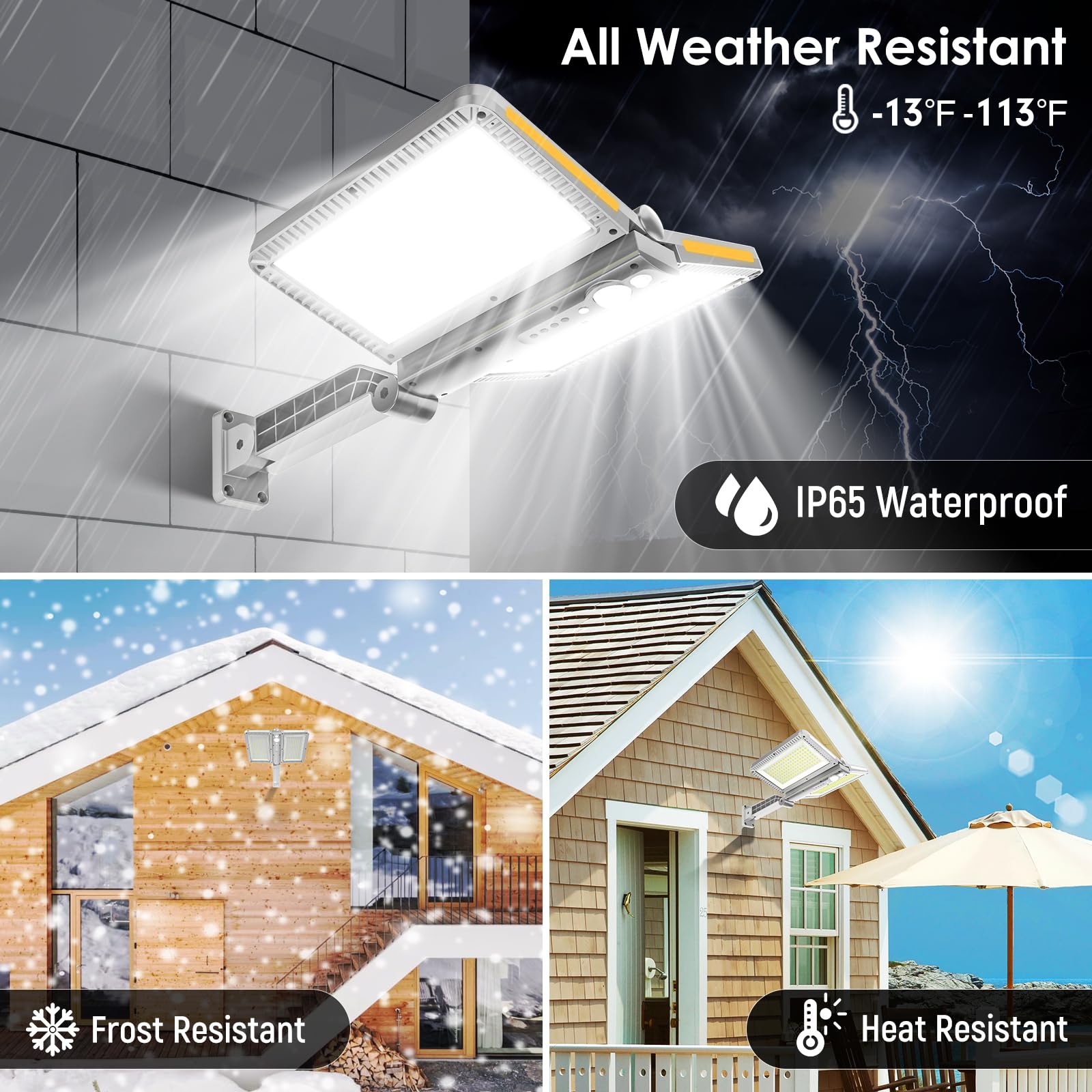 ropelux Solar Outdoor Lights 6000LM Motion Sensor IP65 Waterproof 218LEDs White 1 Pc Model XHY-2208